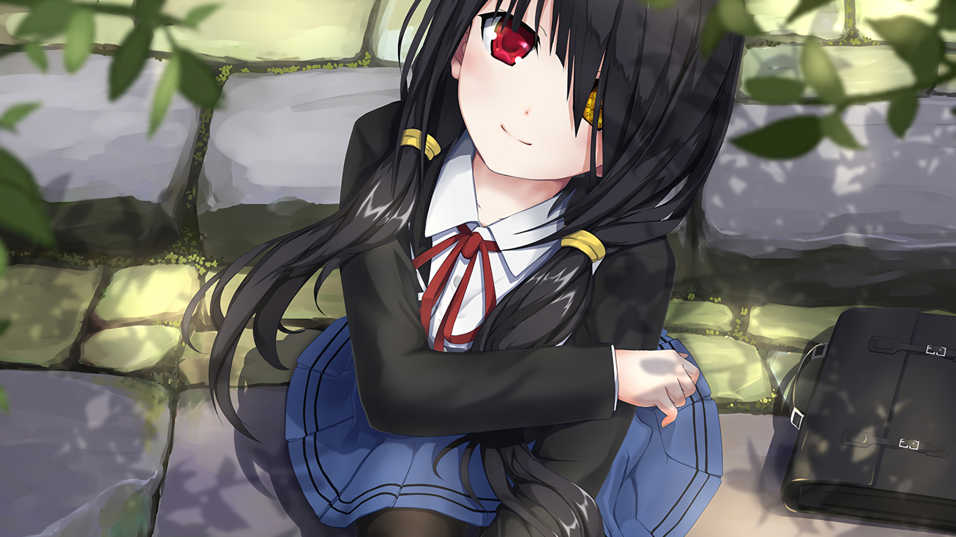 anime, heterochromia, date a live, black hair, kurumi tokisaki, long hair, school uniform Free Stock Photo