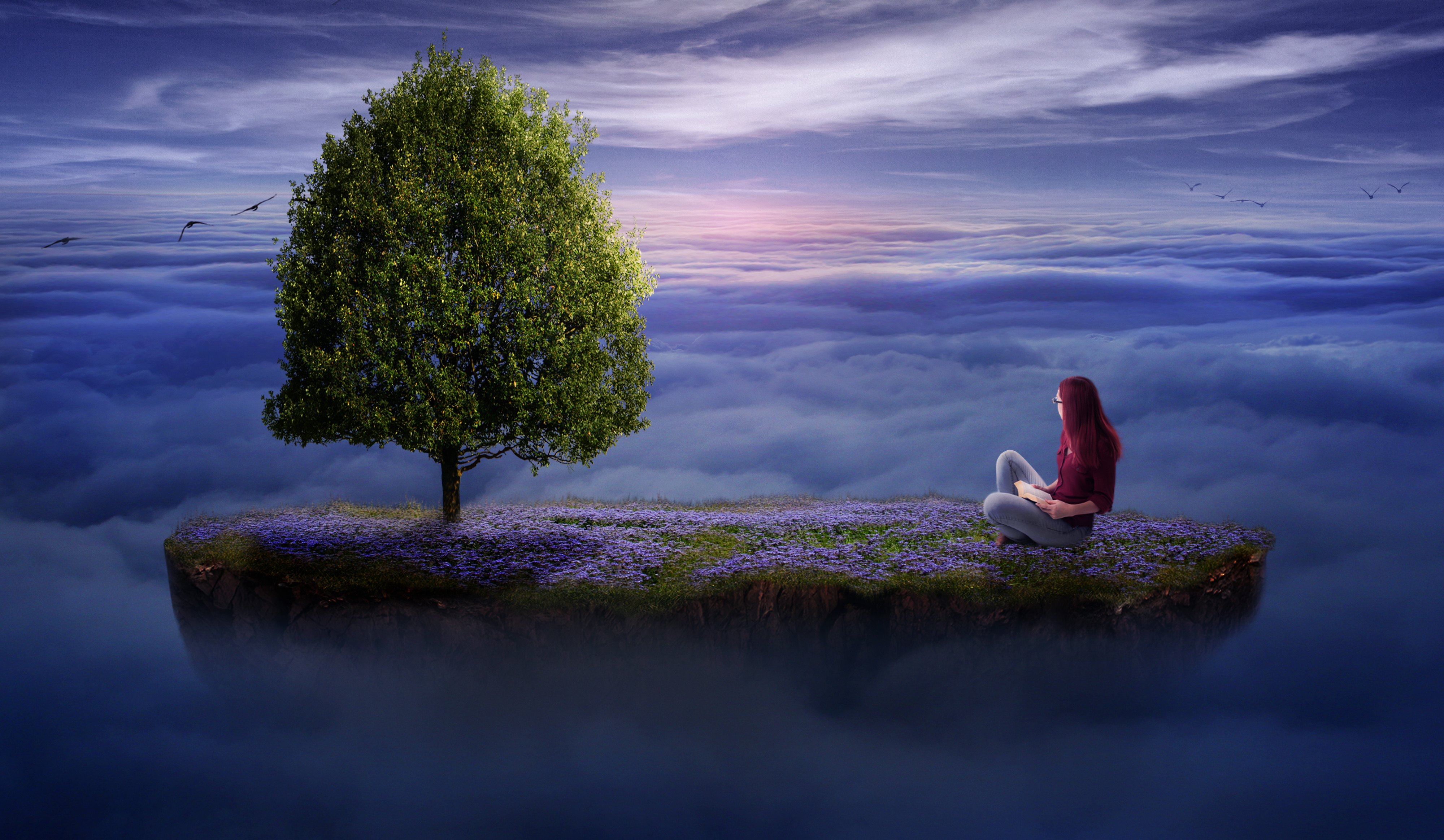 Download mobile wallpaper Horizon, Tree, Alone, Cloud, Photography, Manipulation for free.