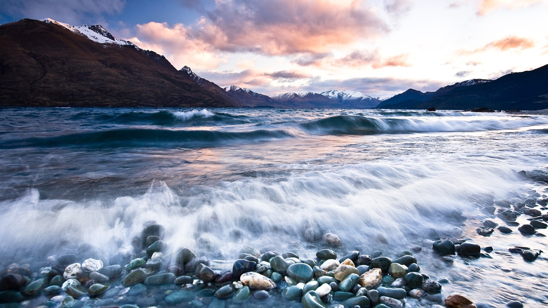 earth, ocean, mountain, pebbles, scenic, water, wave