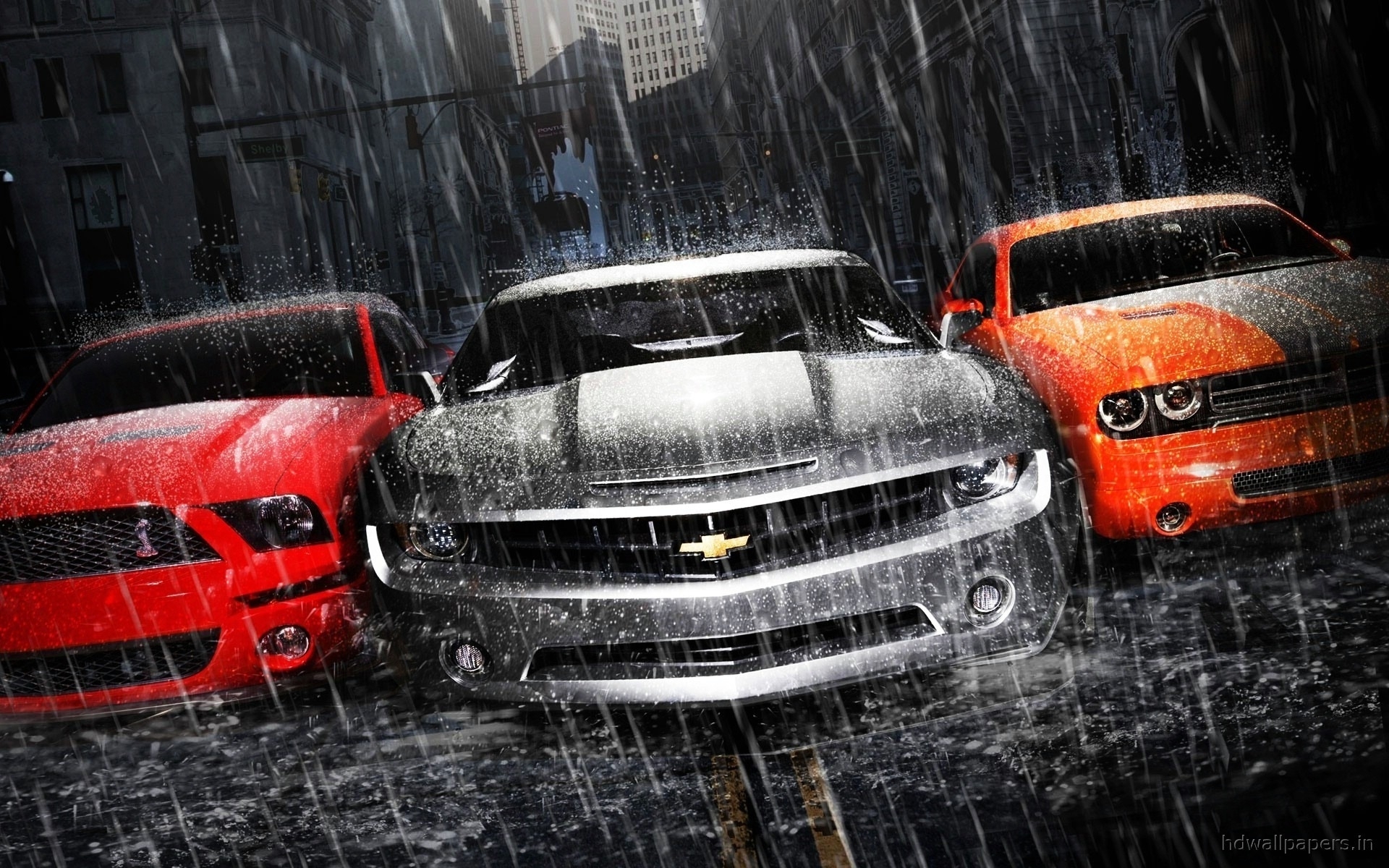 Скачать обои бесплатно Шевроле (Chevrolet), Транспорт, Машины, Дождь картинка на рабочий стол ПК