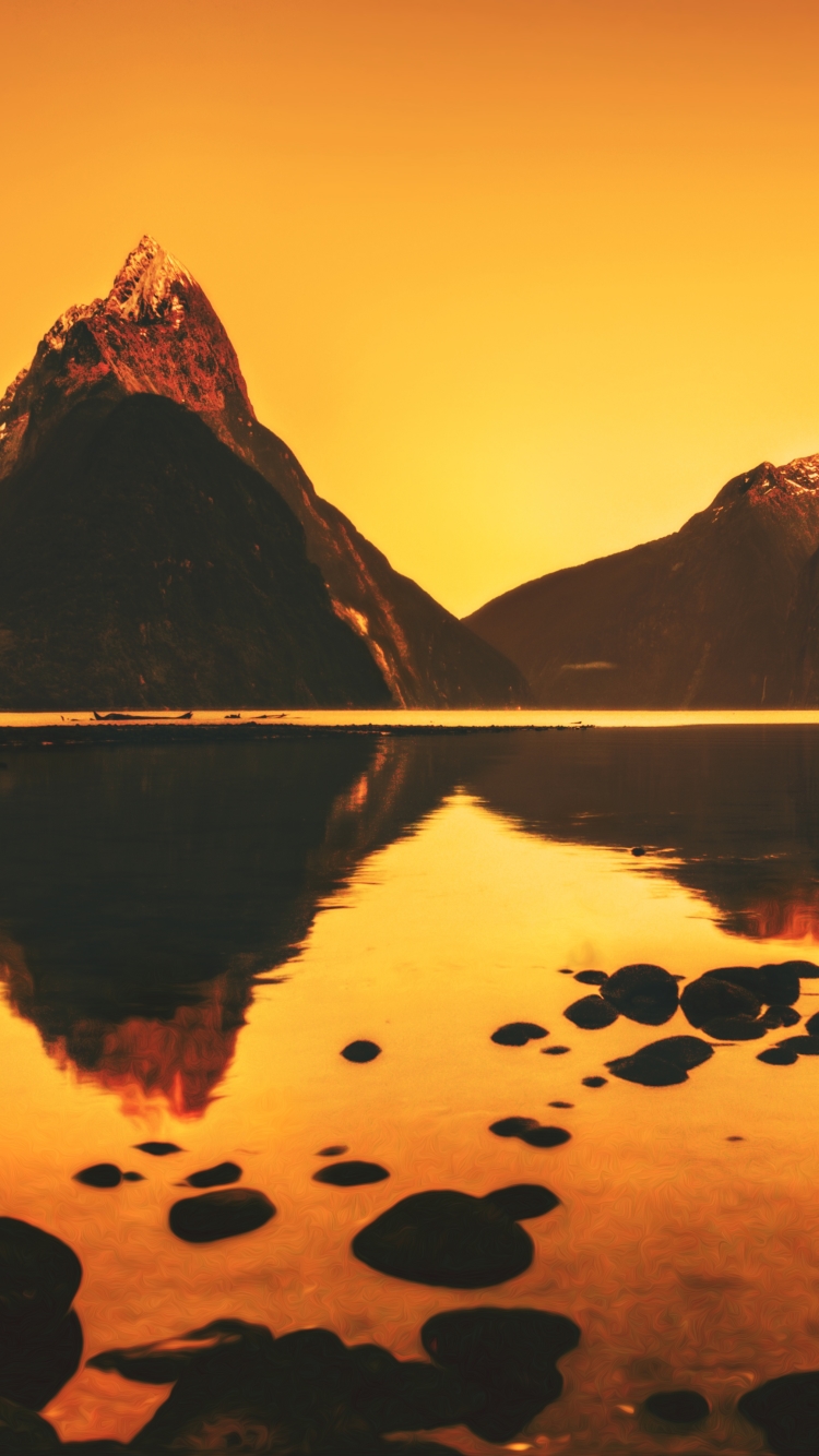 earth, milford sound, reflection, fjord, mitre peak, new zealand, mountain