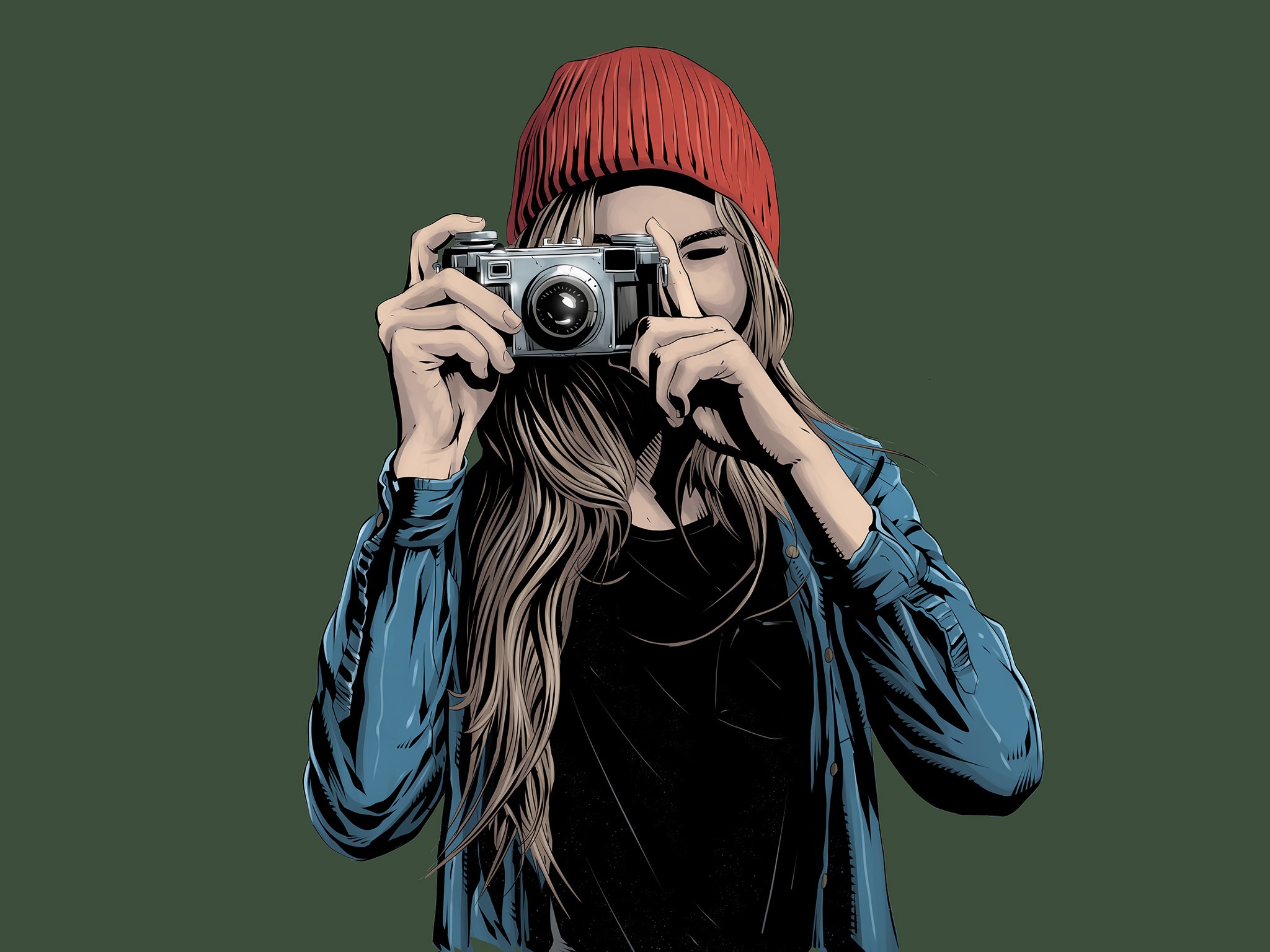 girl, art, photographer, vector Phone Background