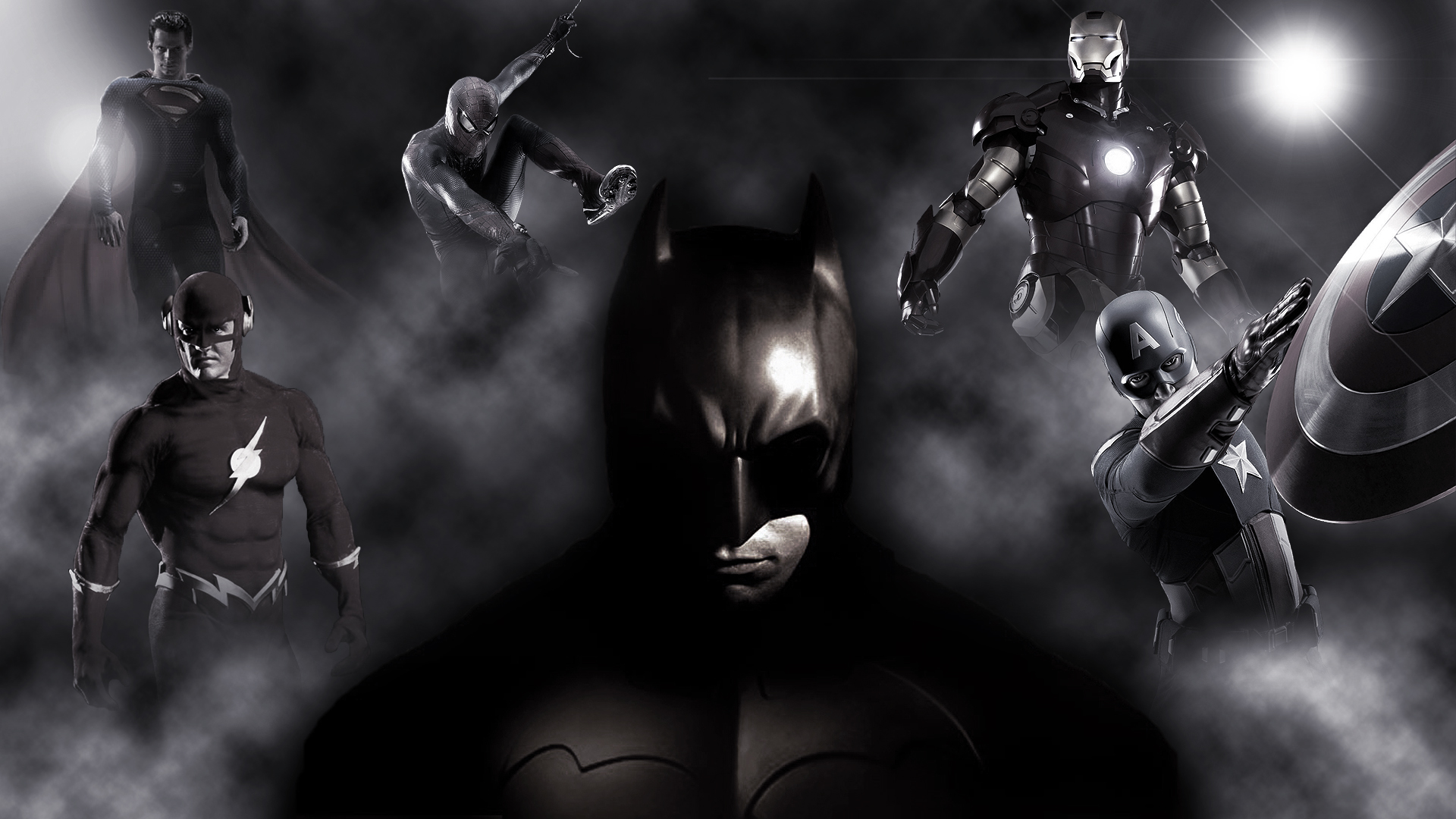 HD desktop wallpaper: Spider Man, Batman, Iron Man, Superman, Captain  America, Collage, Flash, Comics download free picture #557885