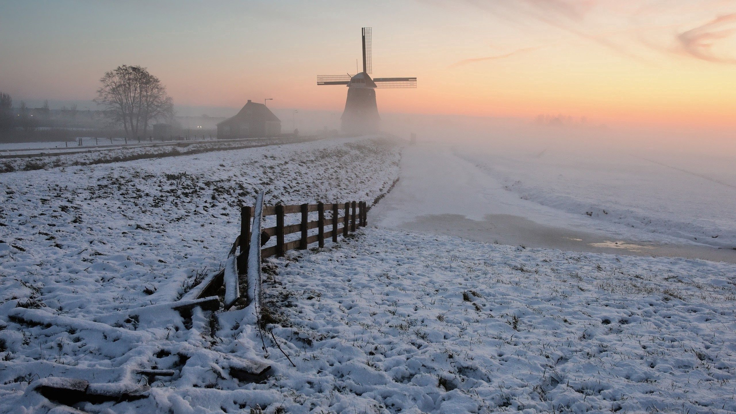 winter, mill, nature, snow wallpapers for tablet