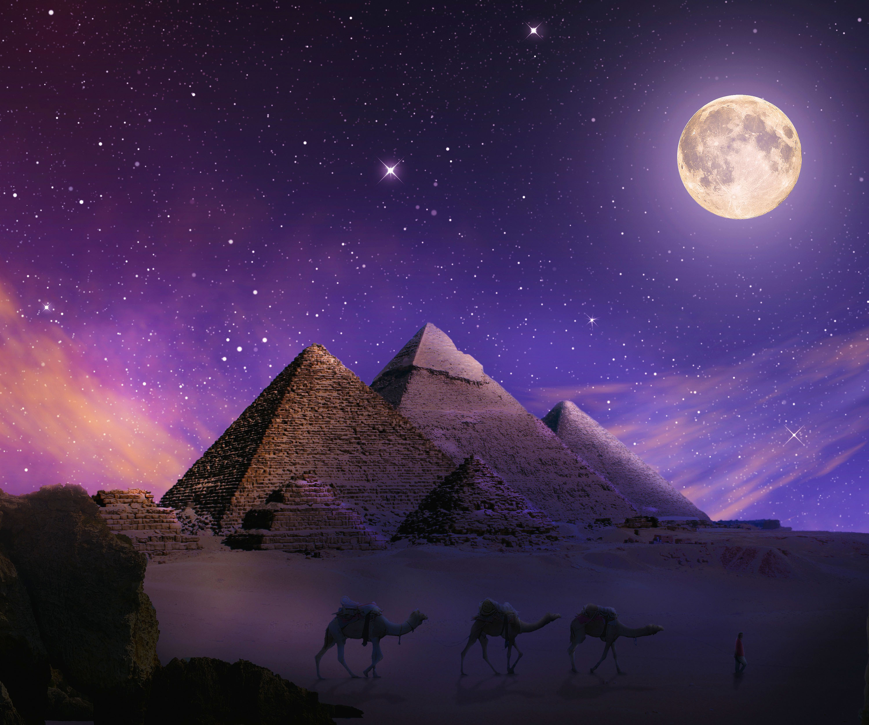 egypt, pyramid, man made, camel