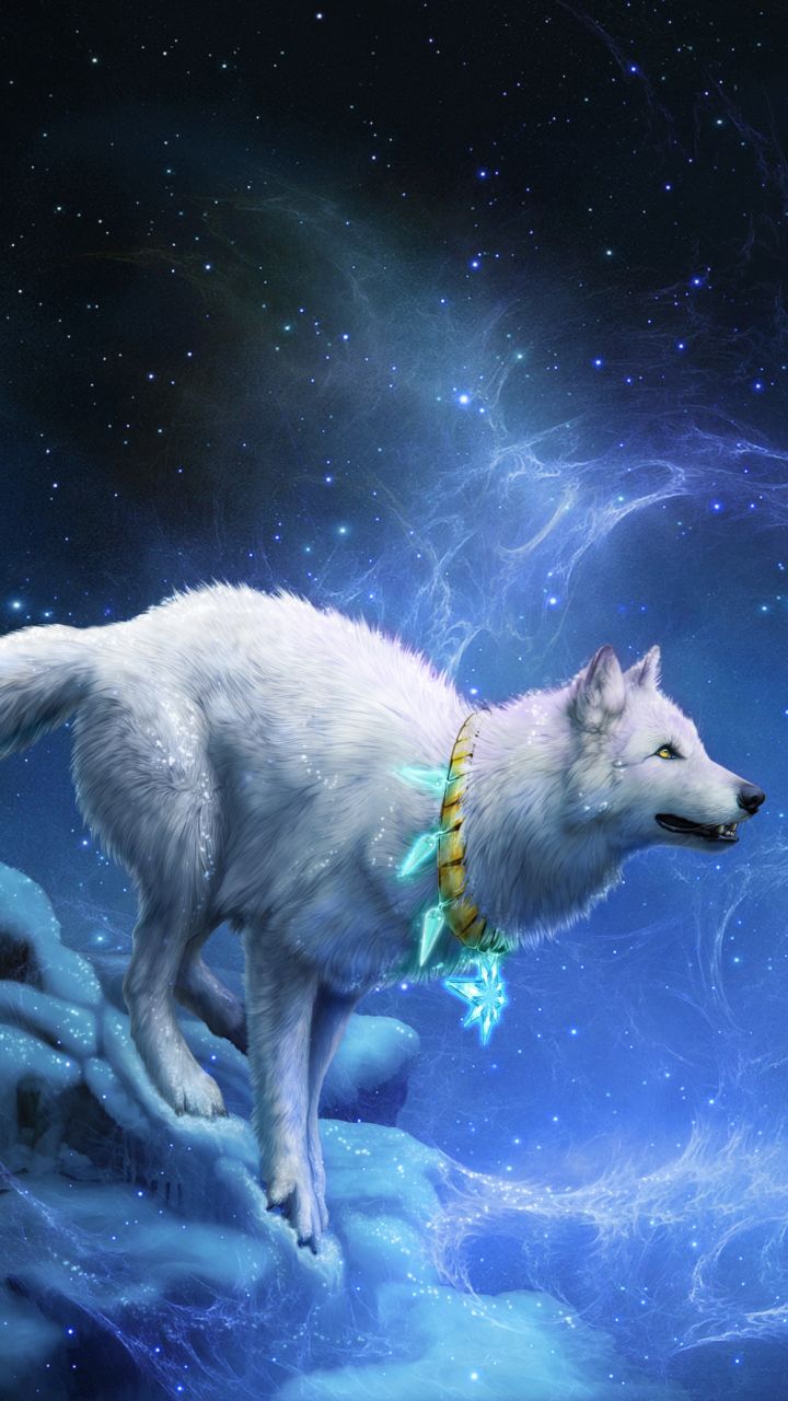 dreamcatcher, fantasy, wolf, moon, stars, sky, fantasy animals