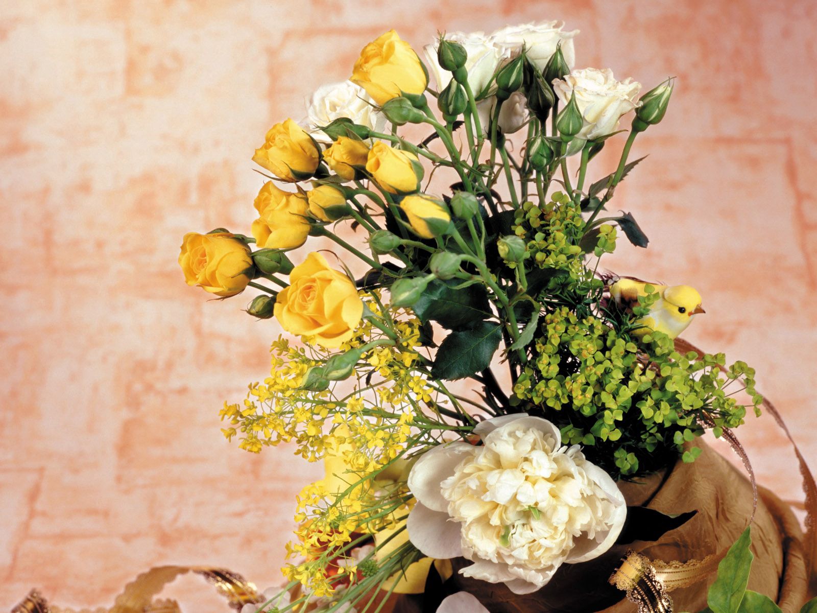 flowers, art, roses, peonies, vase
