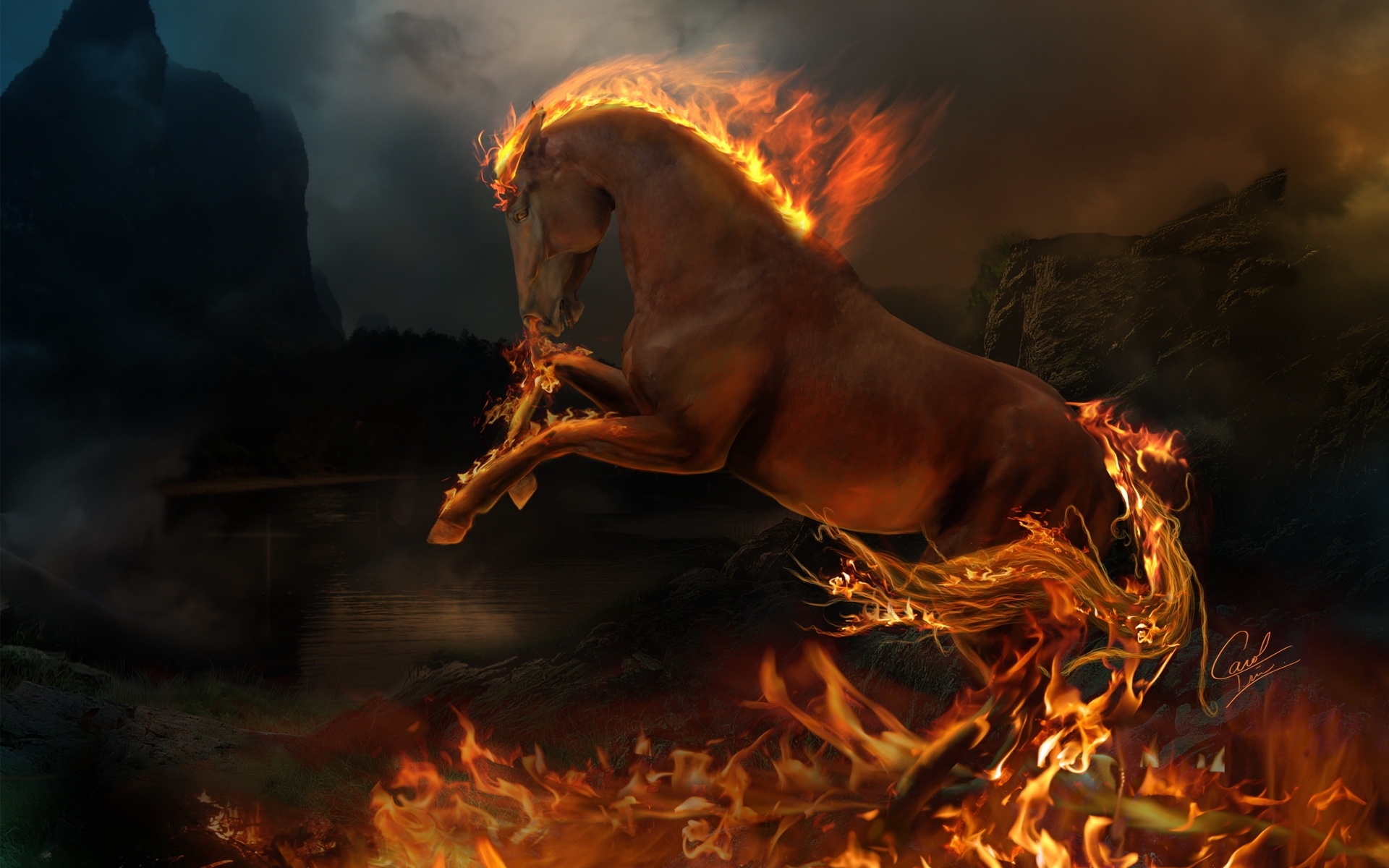 30902 Hintergrundbild herunterladen pferde, tiere, fantasie - Bildschirmschoner und Bilder kostenlos
