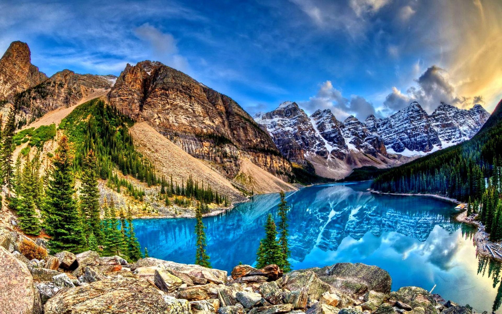 wallpapers banff national park, moraine lake, canada, earth, hdr, lake, landscape, mountain, reflection, tree, lakes