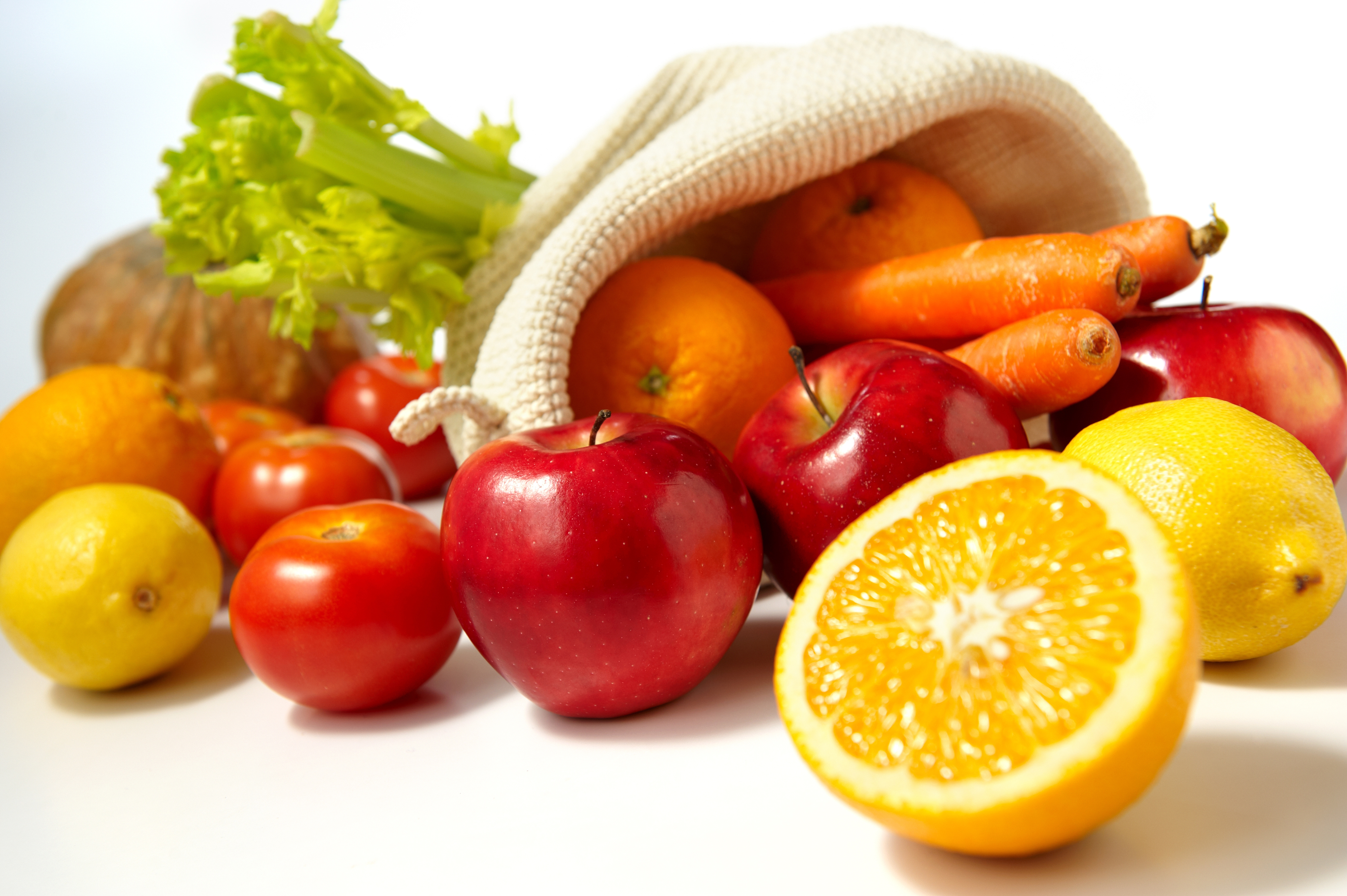 Download mobile wallpaper Carrot, Food, Tomato, Apples, Lemon for free.