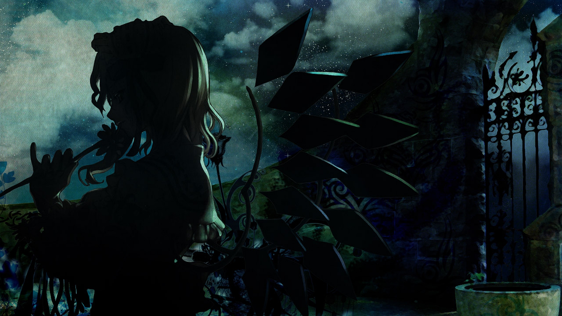 anime, touhou, dark, flandre scarlet, gothic HD wallpaper