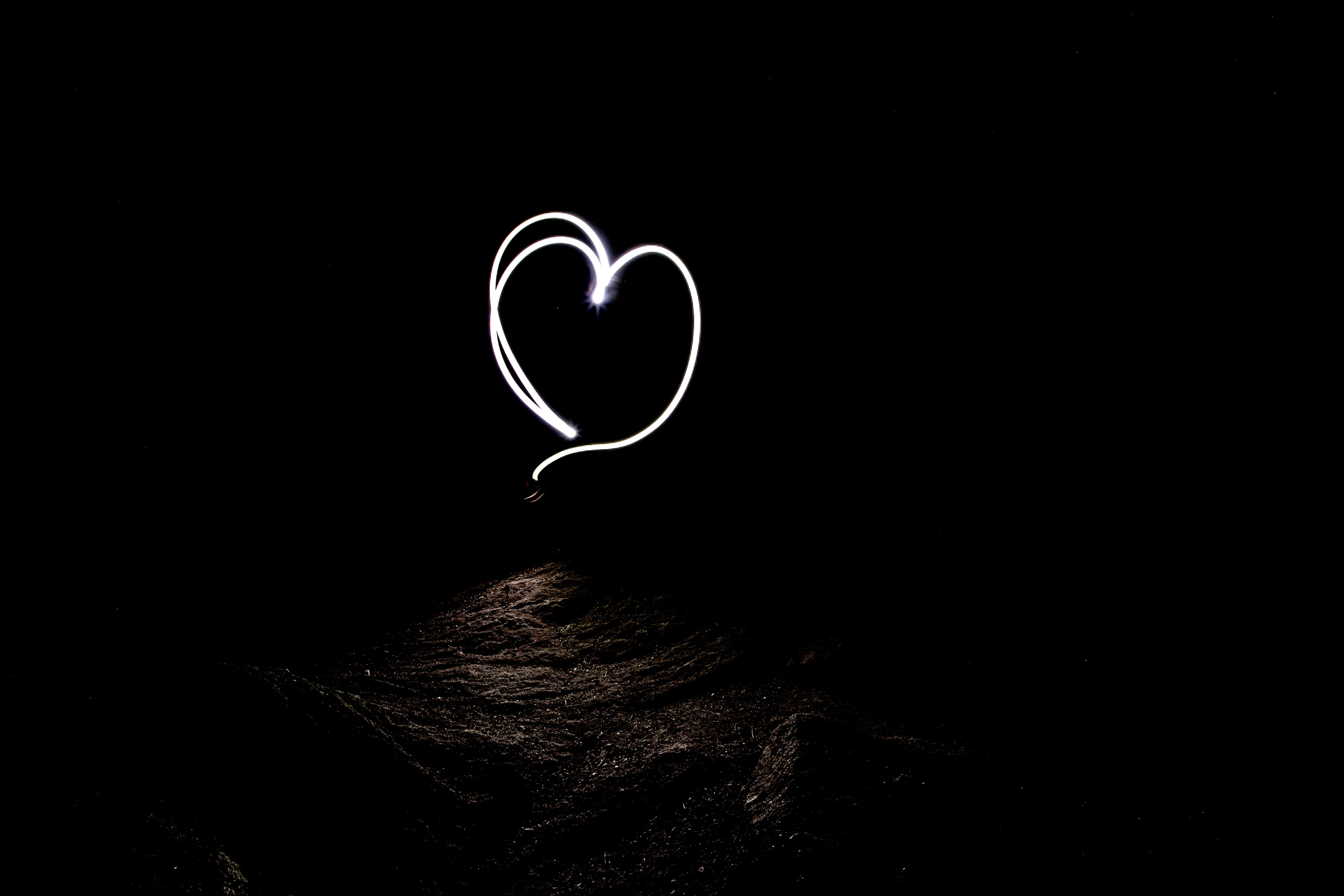 Free download wallpaper Night, Long Exposure, Darkness, Heart, Love on your PC desktop