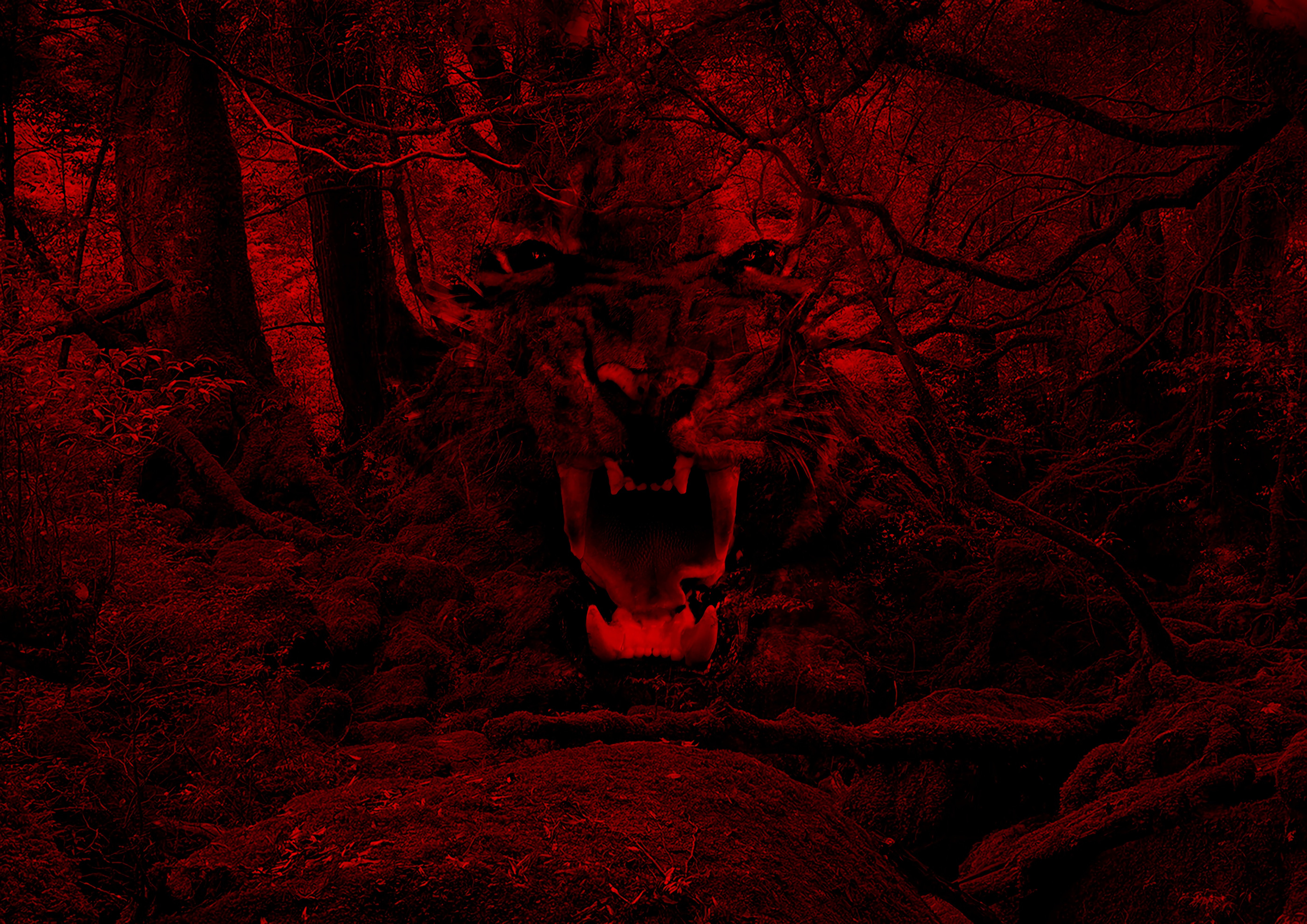 tiger, red, art, fangs, to fall, mouth