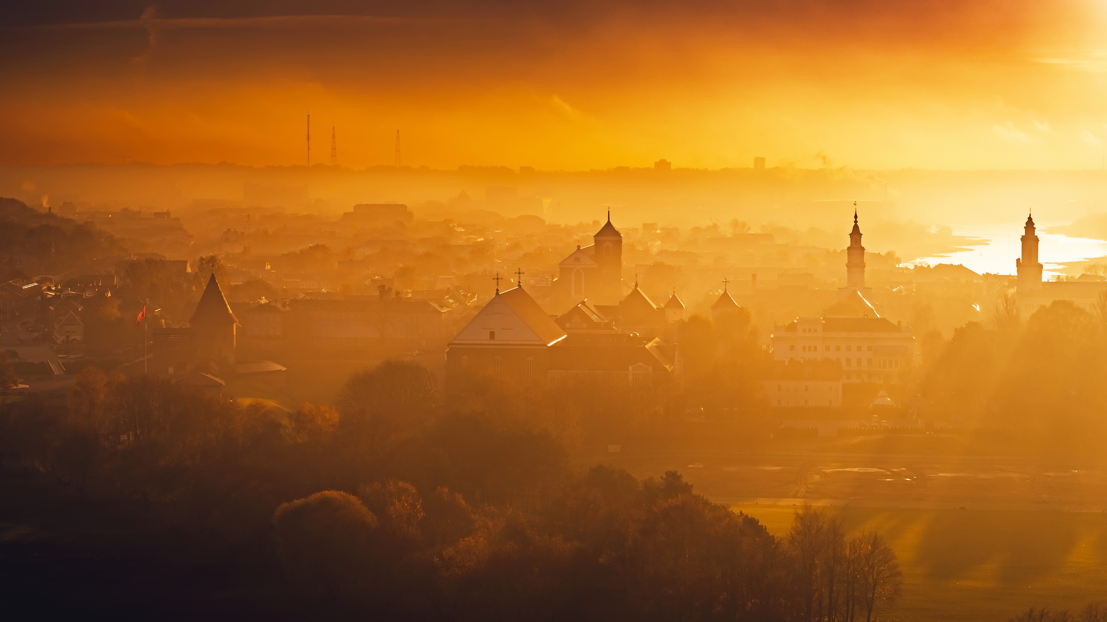 man made, kaunas, lithuania, morning, sunrise, cities wallpapers for tablet