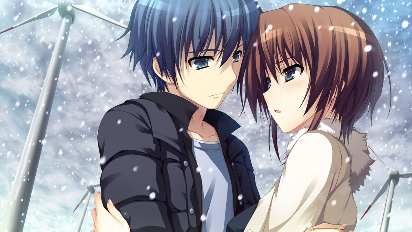 Free download wallpaper Anime, Winter, Snow, Couple, Makishima Yumi, Koi De Wa Naku on your PC desktop