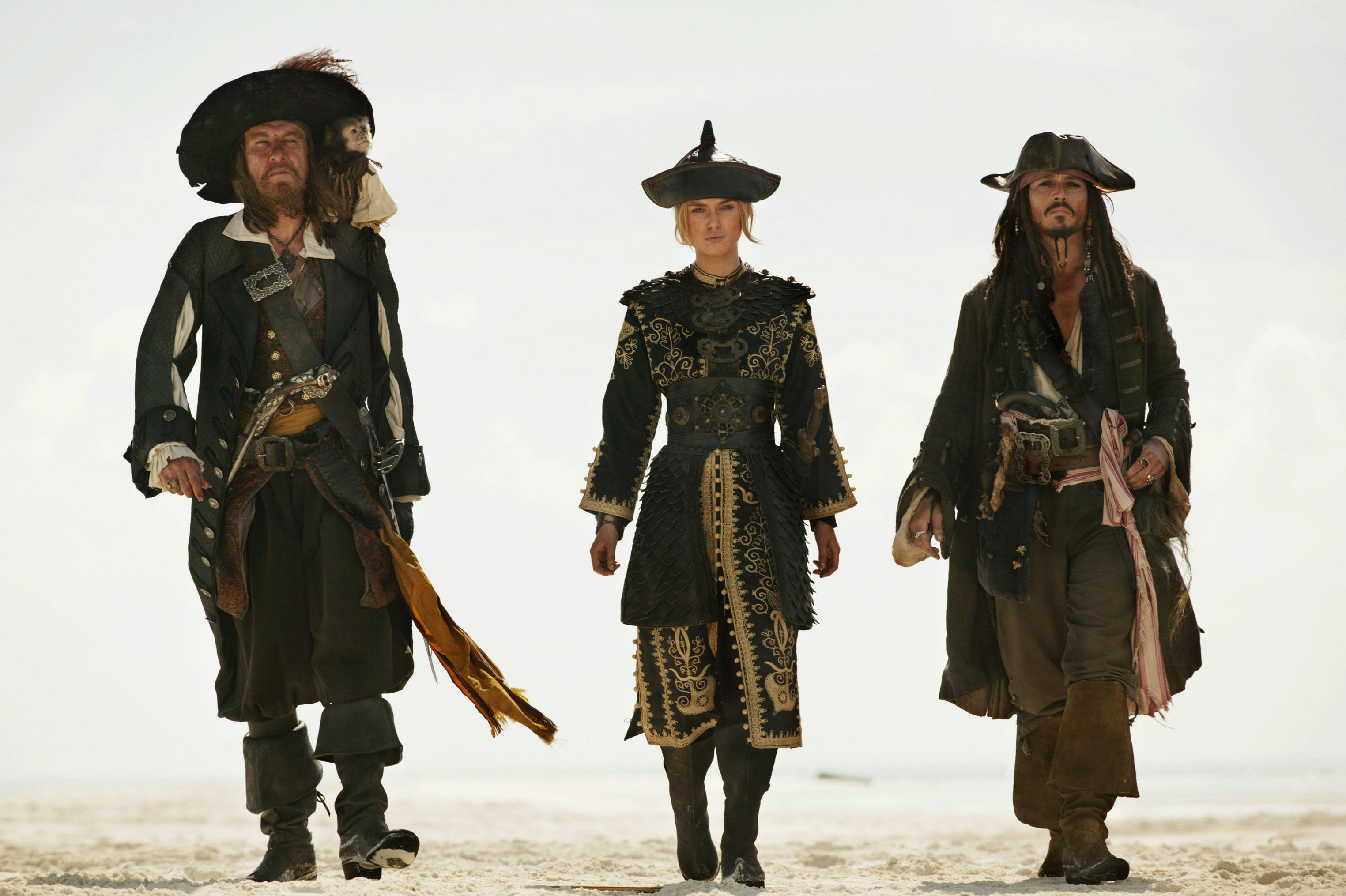 movie, pirates of the caribbean: at world's end, elizabeth swann, geoffrey rush, hector barbossa, jack sparrow, johnny depp, keira knightley, pirates of the caribbean