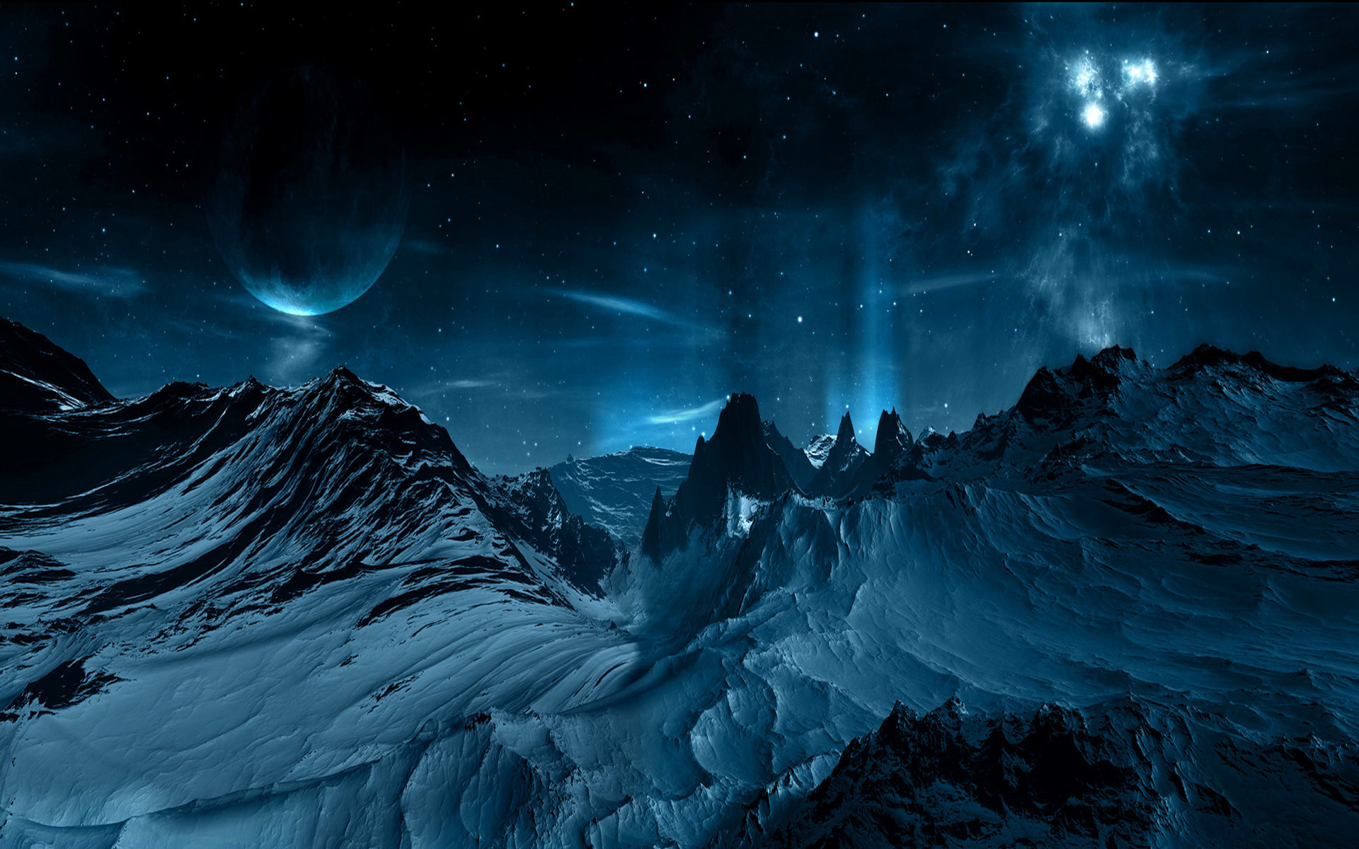 Download mobile wallpaper Mountains, Landscape, Universe, Planets for free.