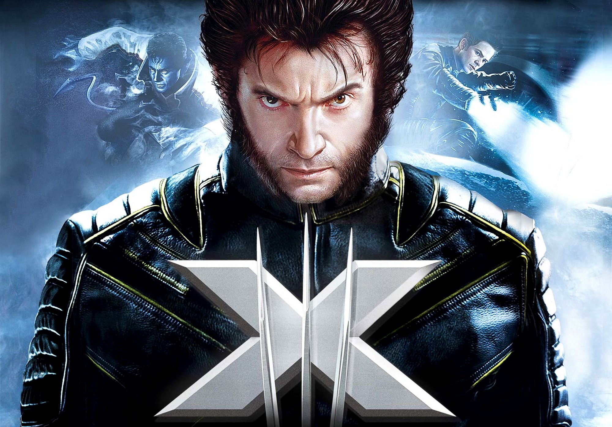 Download mobile wallpaper X Men, Hugh Jackman, Wolverine, Movie, Nightcrawler (Marvel Comics), Logan James Howlett, Iceman (Marvel Comics), X Men: The Last Stand for free.