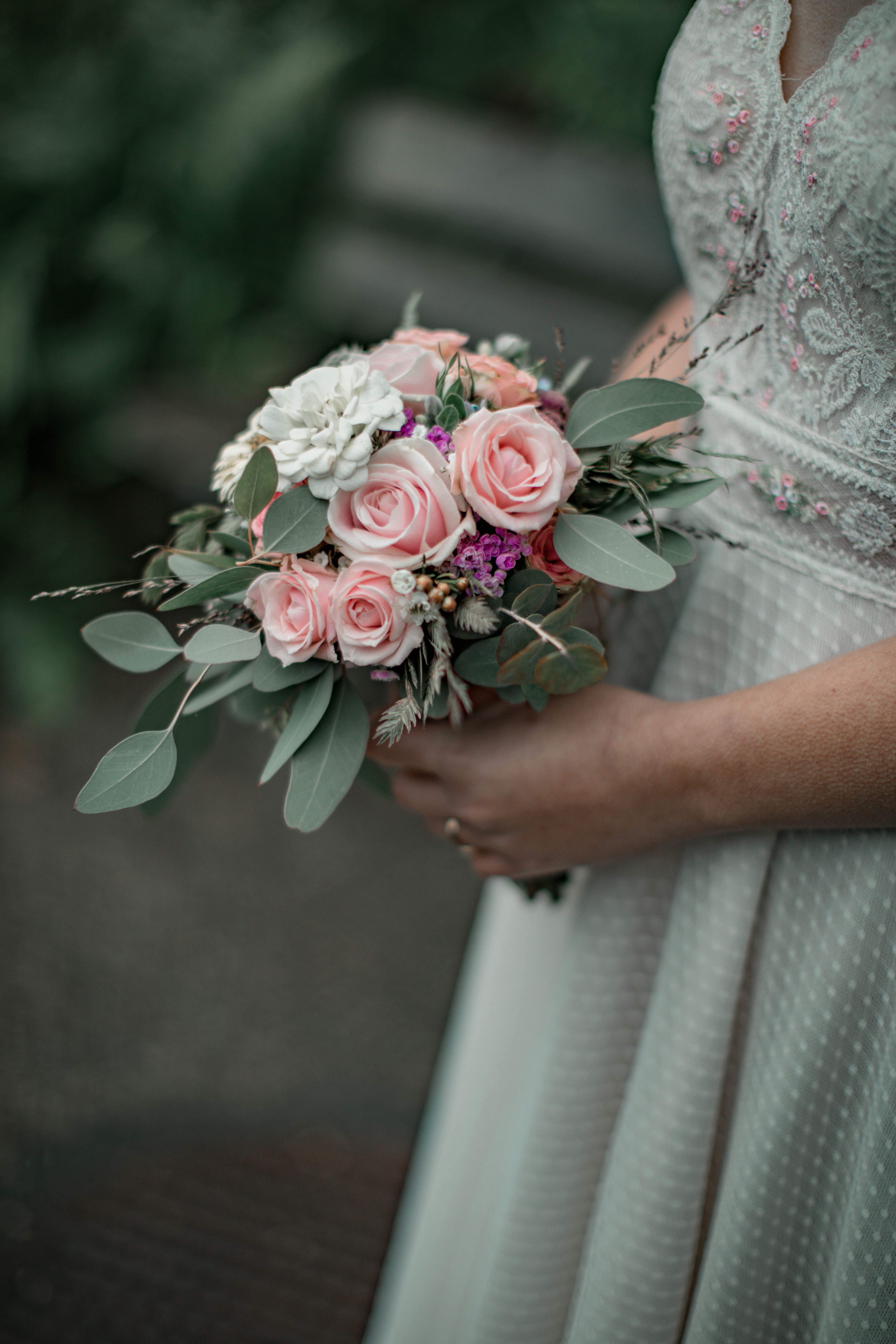 flowers, wedding, bouquet, dress, outfit, attire
