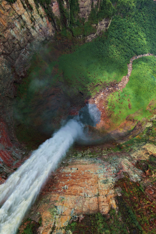 earth, waterfall, nature, moss, water, venezuela, vegetation, mountain, cliff, waterfalls