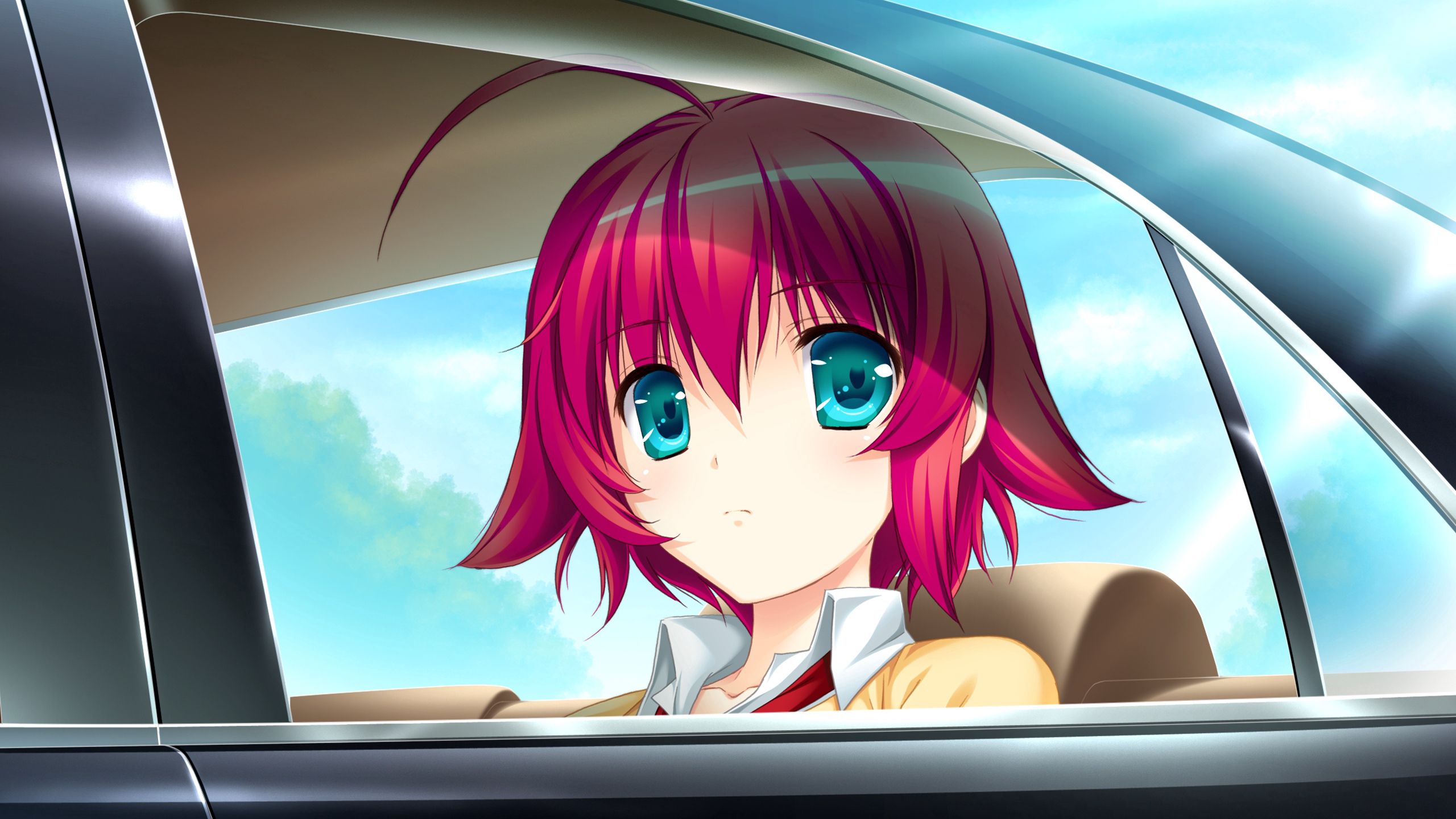 Download PC Wallpaper anime, car, machine, sadness, sight, opinion, girl, sorrow