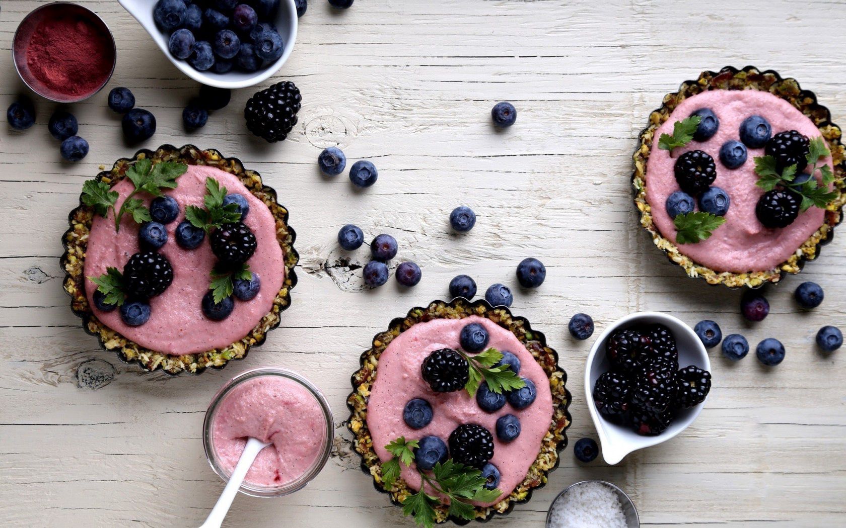 Download mobile wallpaper Food, Blackberry, Bilberries, Berries, Desert for free.
