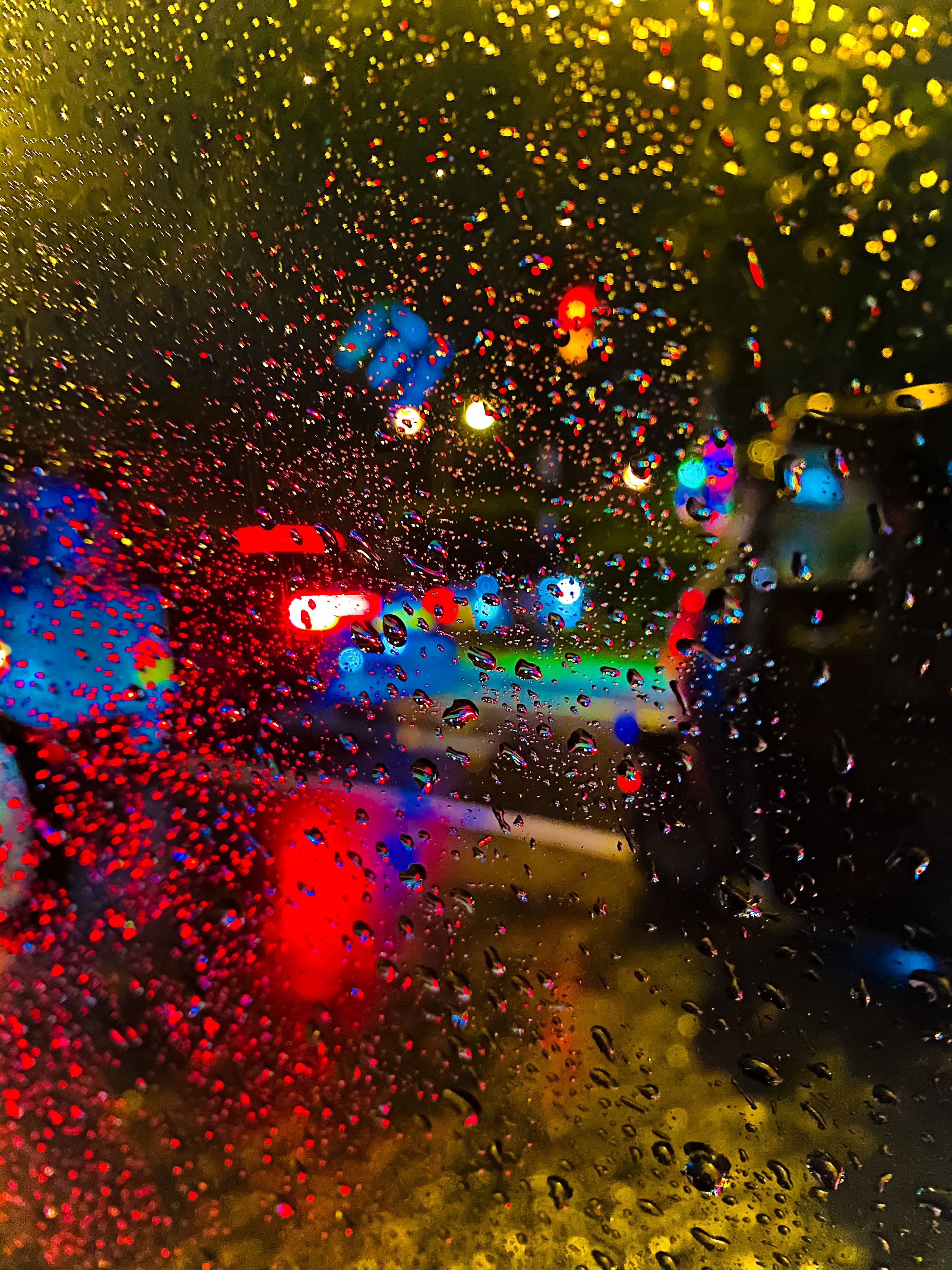 blur, drops, rain, glass, lights, macro, smooth iphone wallpaper