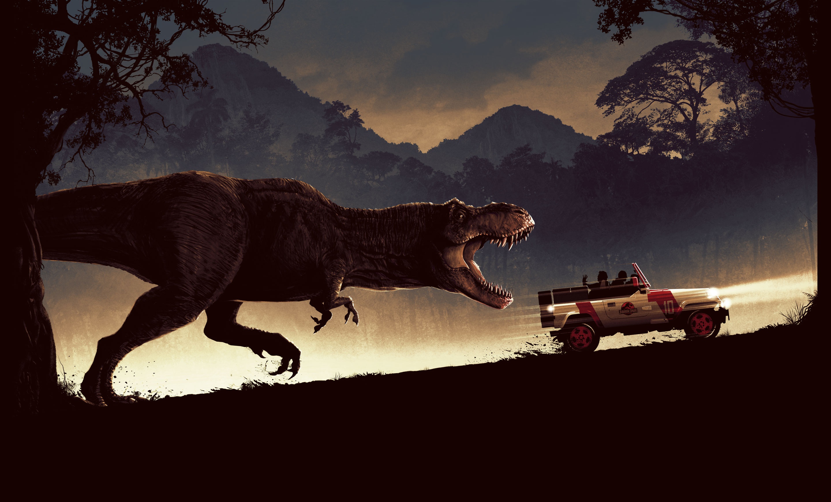 475211 Hintergrundbild herunterladen dinosaurier, filme, jurassic park, autos, tyrannosaurus rex - Bildschirmschoner und Bilder kostenlos