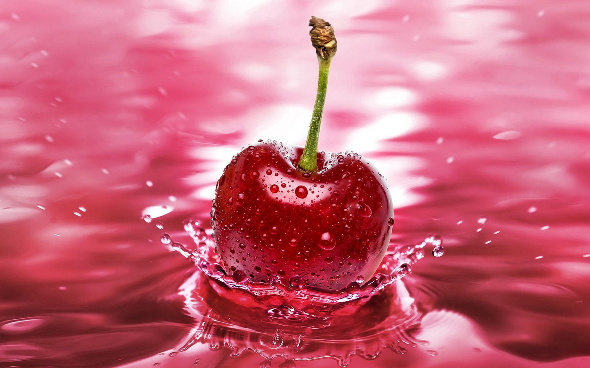 cherry, red, water, macro, spray UHD
