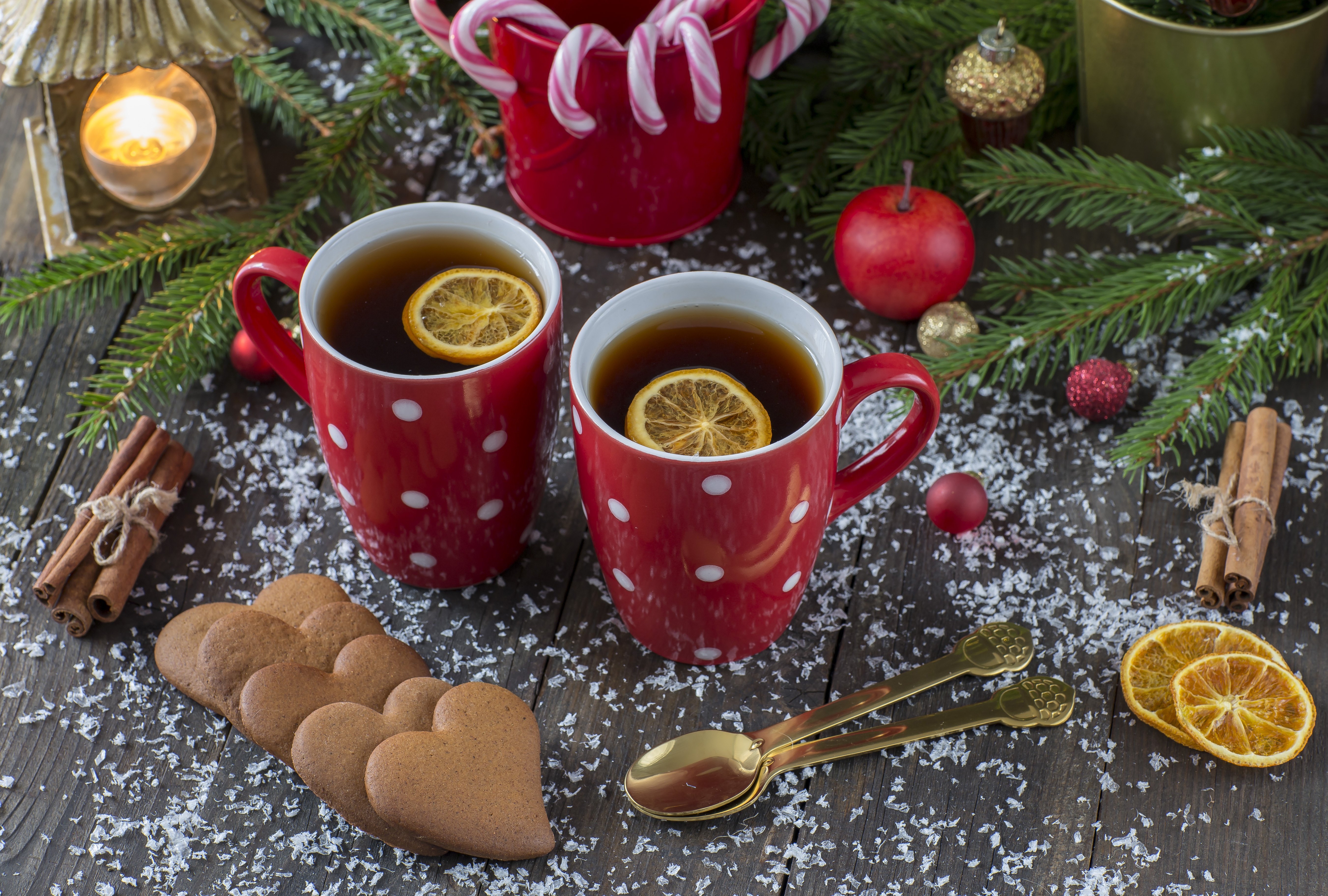 Download mobile wallpaper Food, Still Life, Cinnamon, Cup, Drink, Tea, Cookie, Candy Cane for free.