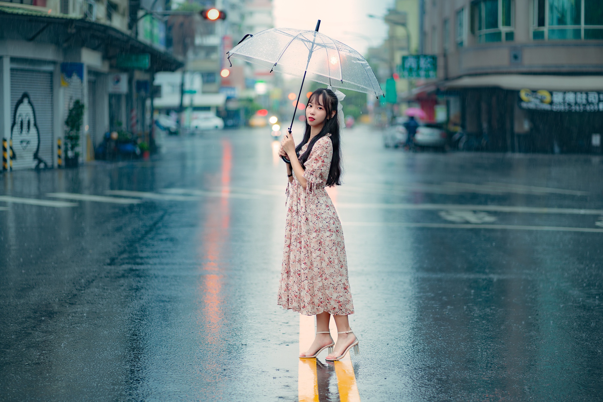 Wallpaper Leaf Autumn young woman Creative Umbrella frock