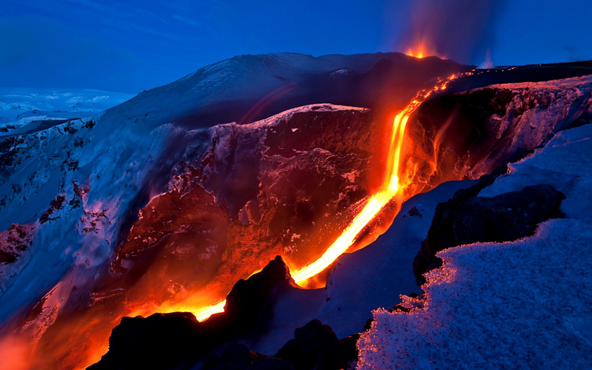 Desktop FHD earth, volcano, landscape, lava, scenic