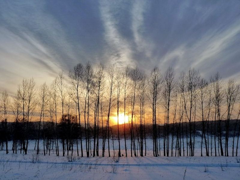 Download mobile wallpaper Winter, Sunset, Landscape for free.