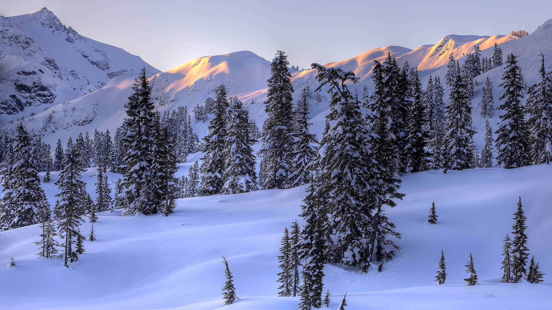 Handy-Wallpaper Mountains, Natur, Schnee, Winter, Bäume kostenlos herunterladen.