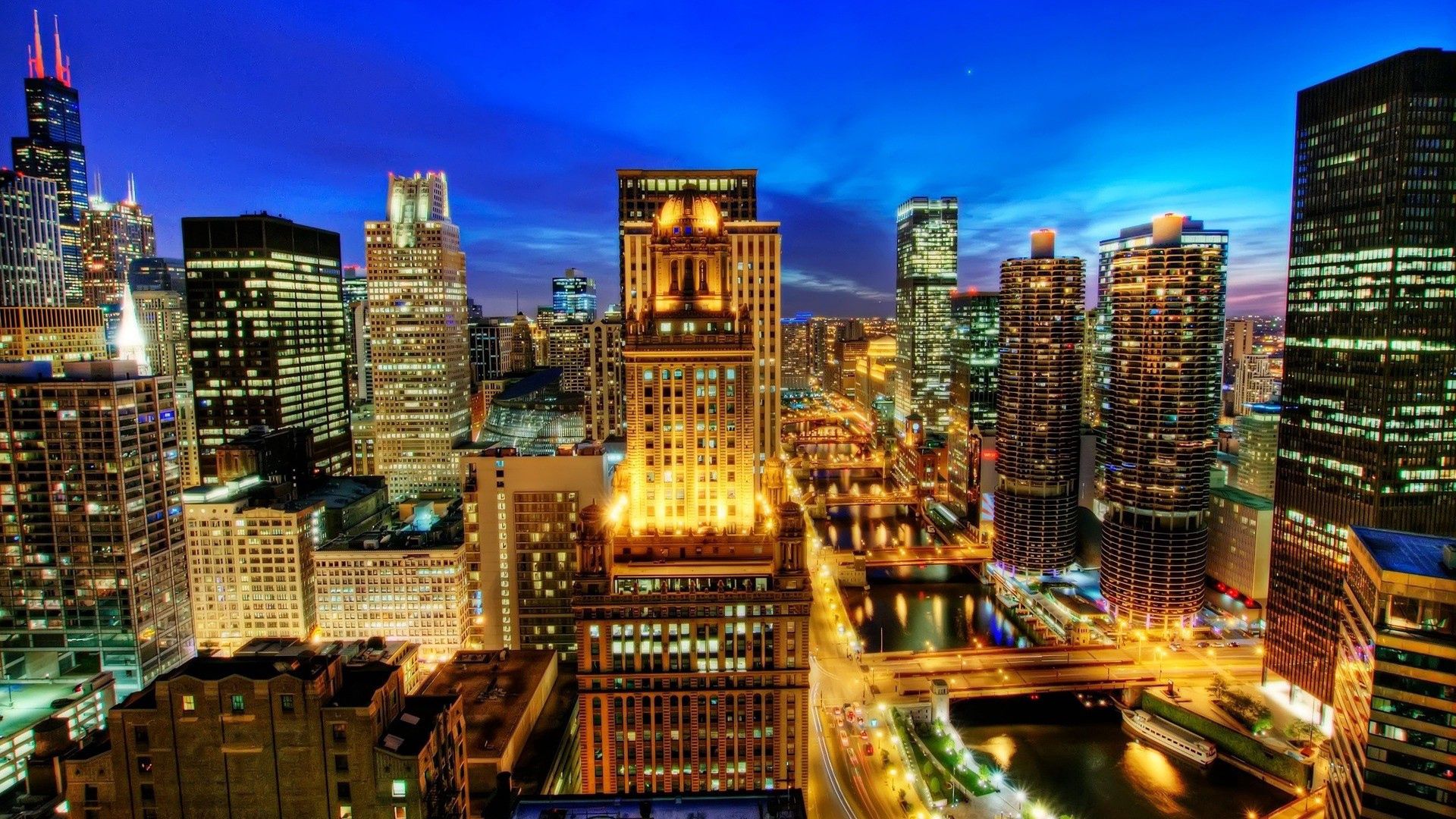 chicago, cities, night, city 4K Ultra