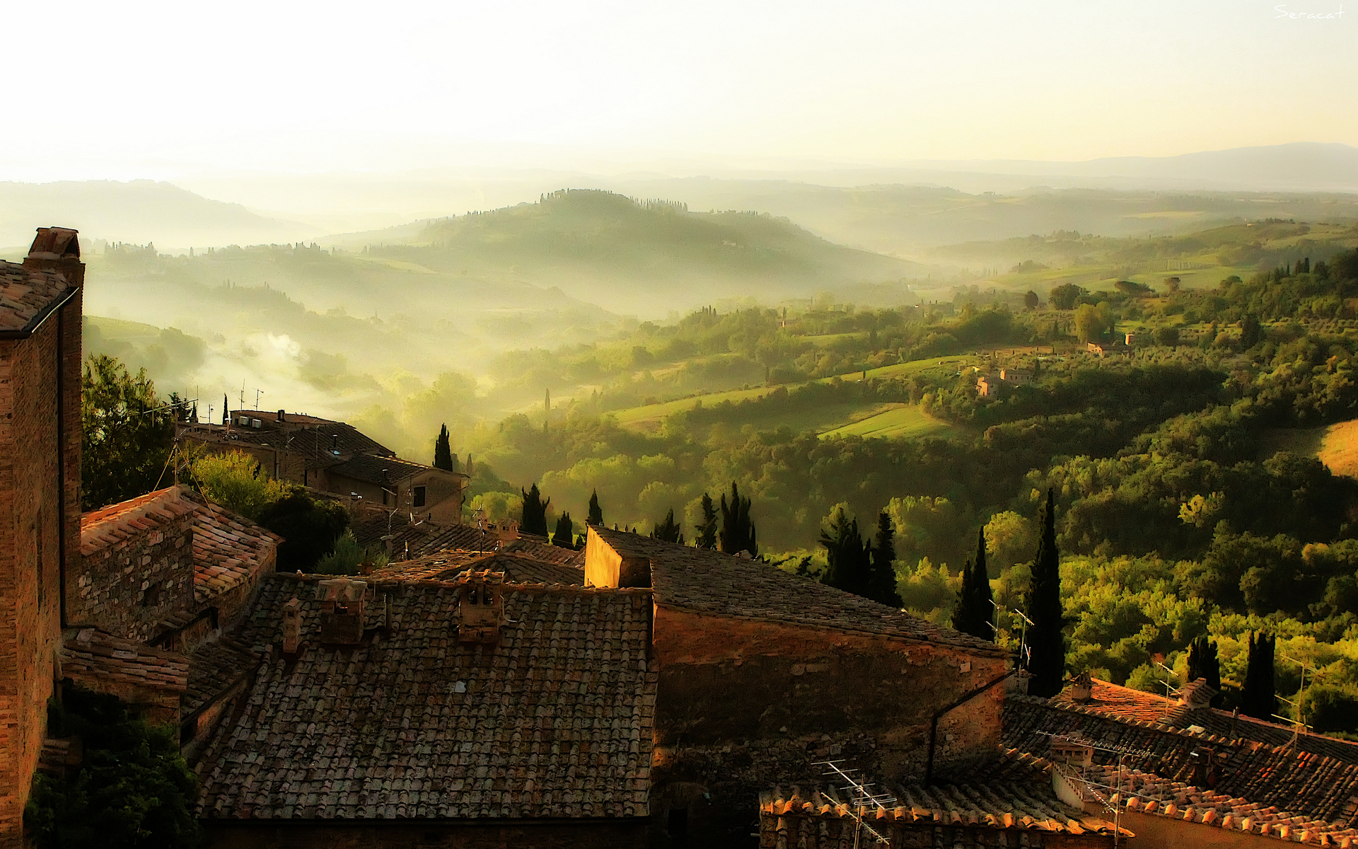 photography, tuscany, earth, green, landscape, roof