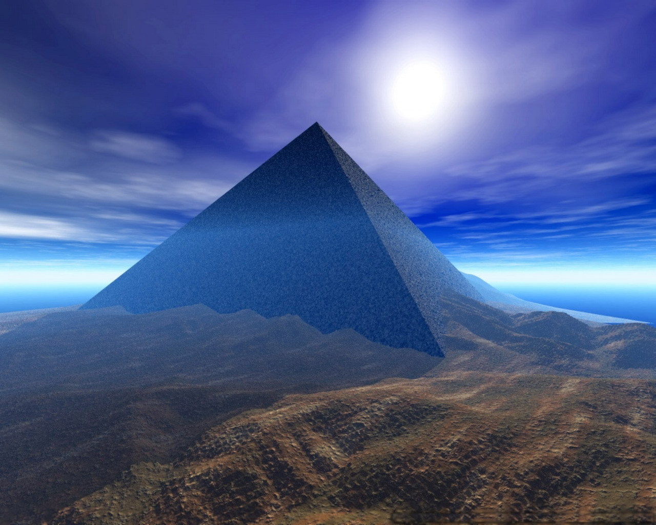 pyramids, background, blue 1080p