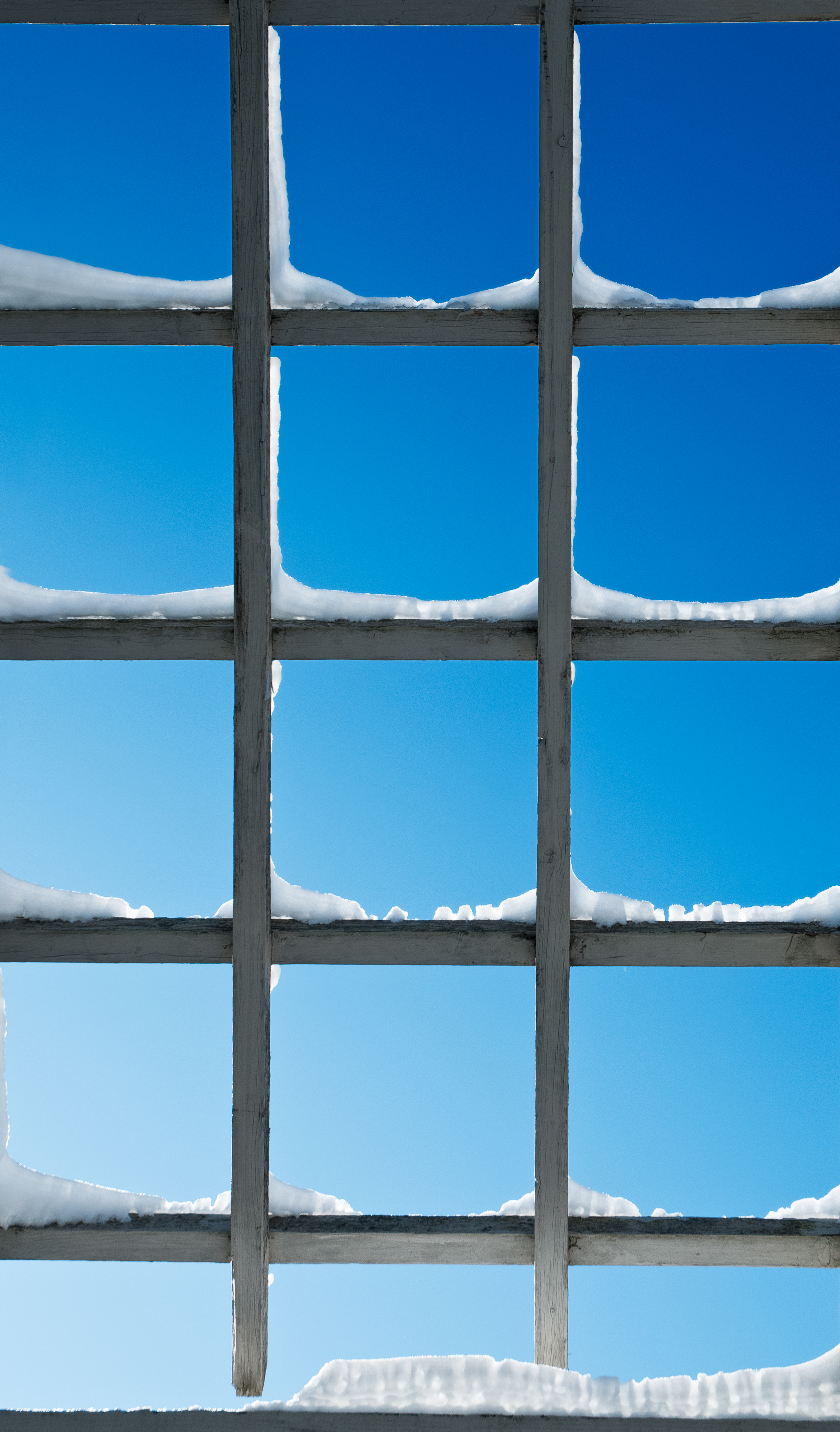 wallpapers sky, snow, minimalism, window, lattice, trellis