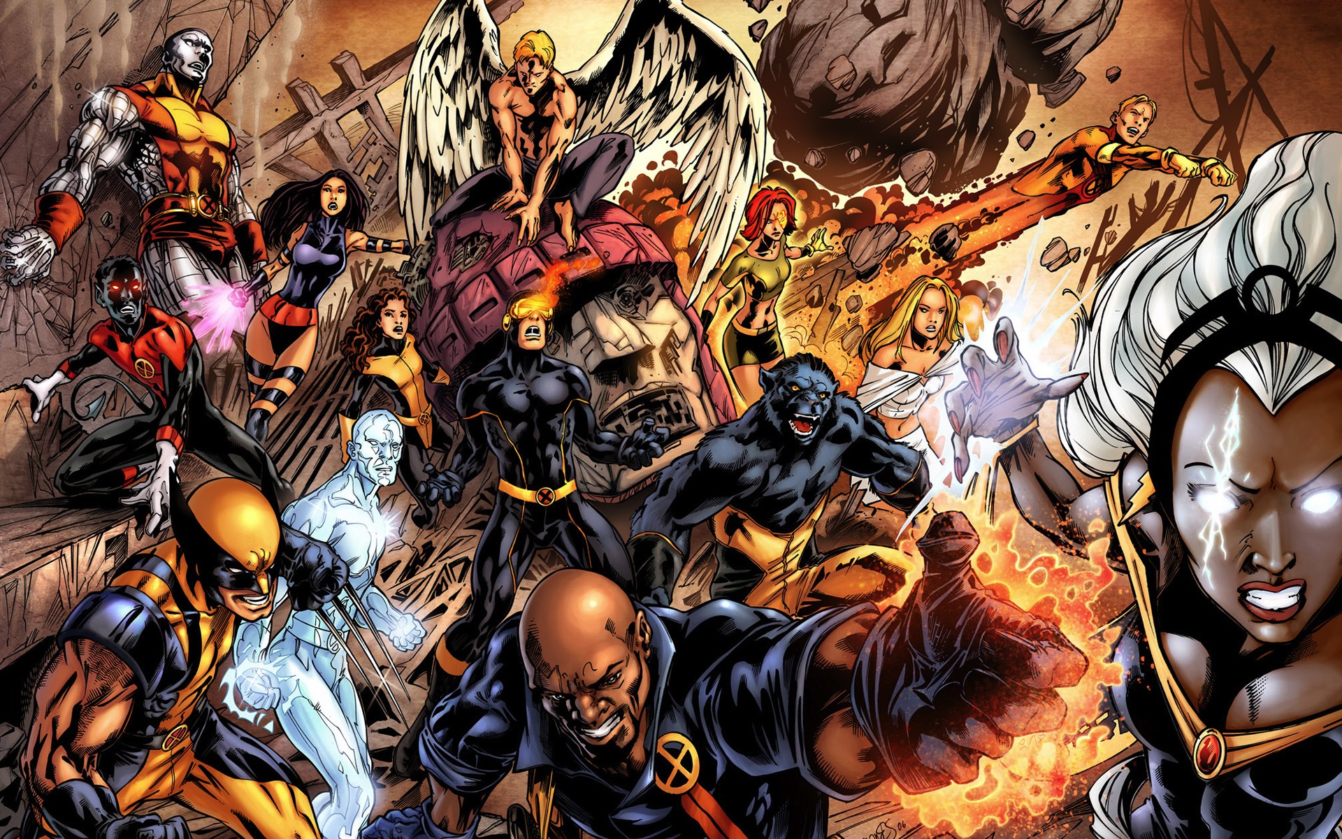 comics, x men, beast (marvel comics), colossus, cyclops (marvel comics), nightcrawler (marvel comics), wolverine HD wallpaper