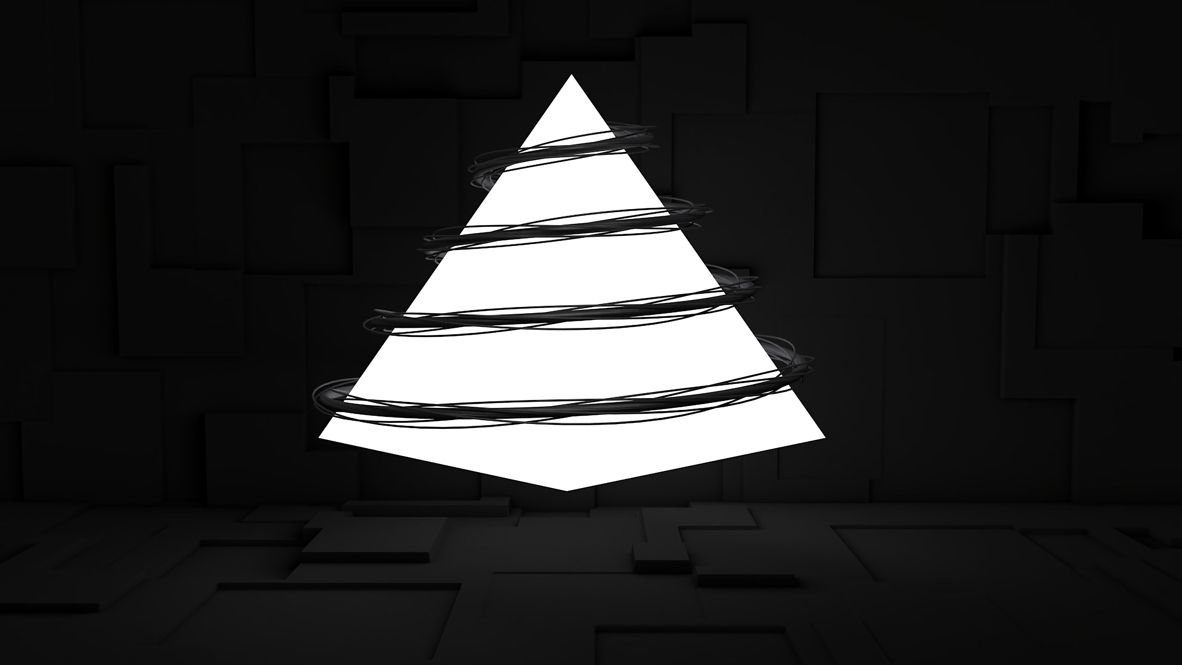 Download mobile wallpaper Pyramid, Spiral, Glow, Surface, Volume, 3D for free.