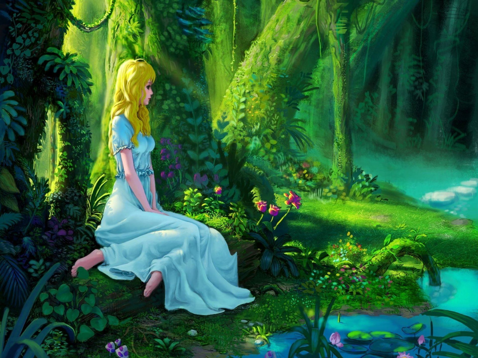 Девушка в сказочном лесу