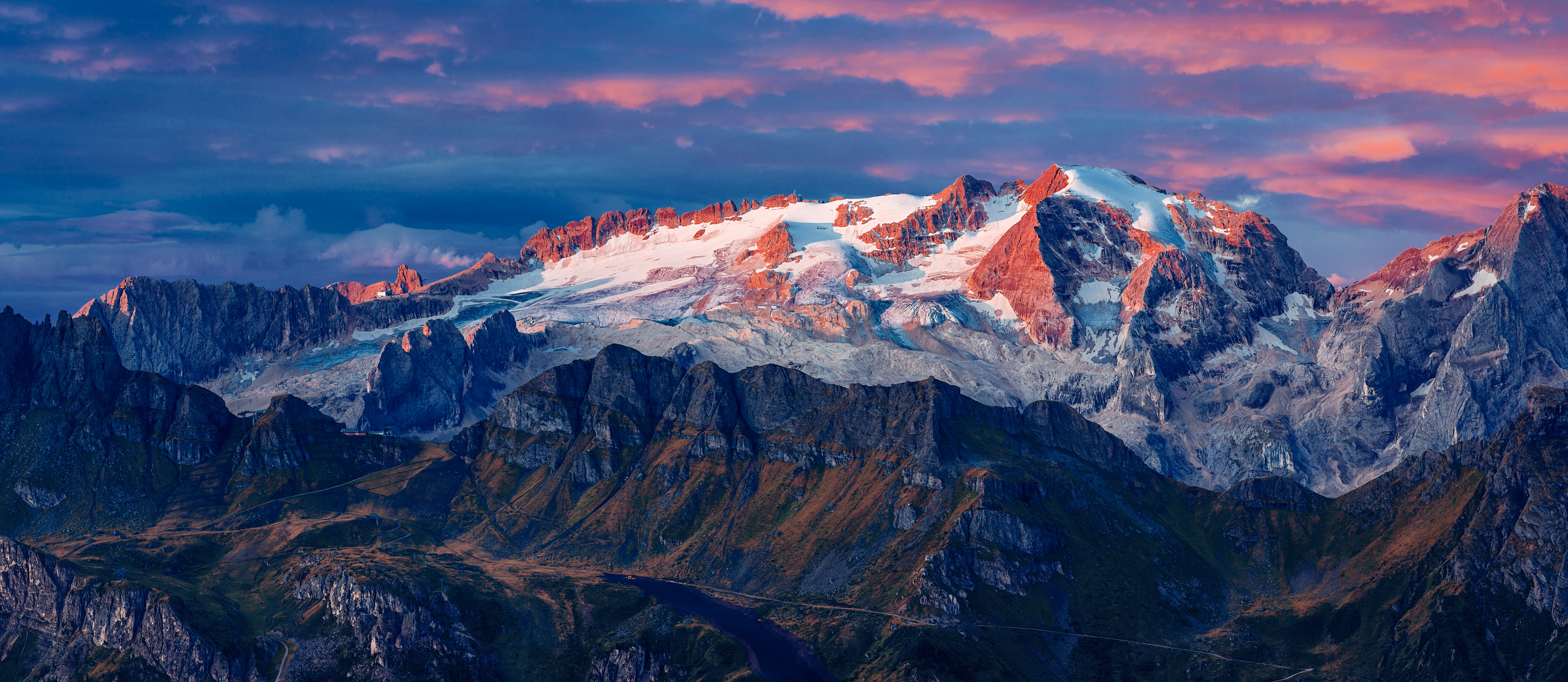 129114 télécharger l'image montagnes, sommet, nature, italie, retour au début, glacier, marmolada - fonds d'écran et économiseurs d'écran gratuits