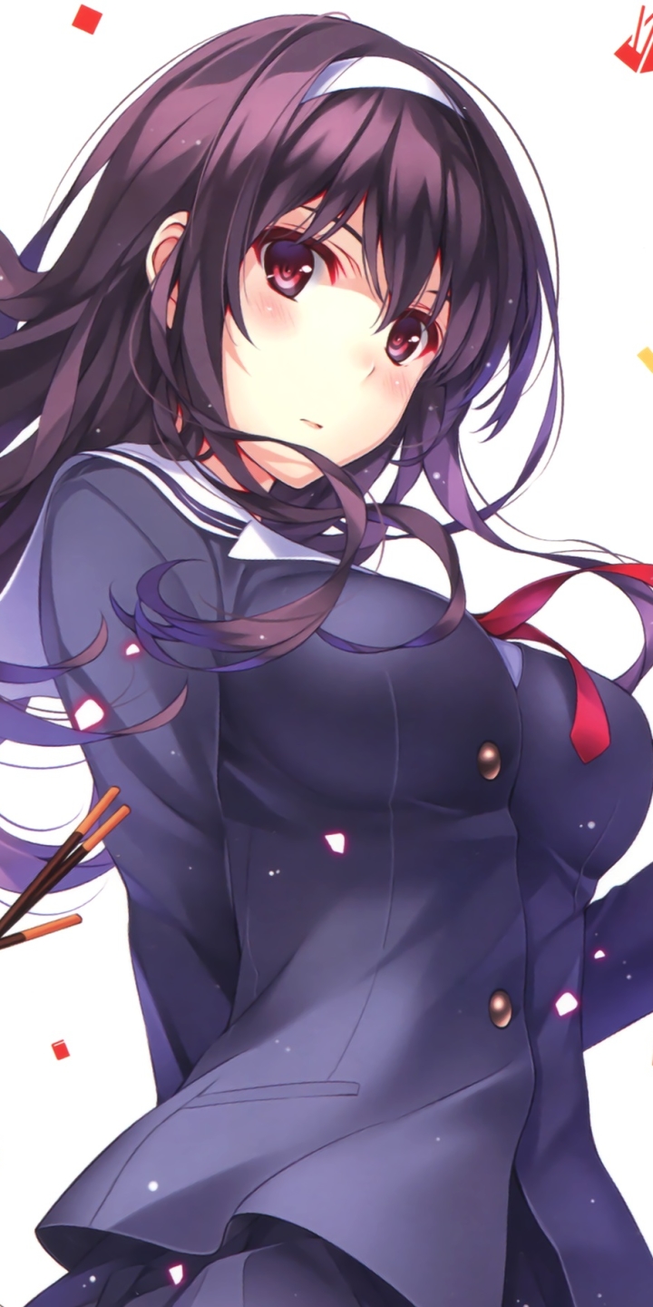 Download mobile wallpaper Anime, School Uniform, Long Hair, Purple Hair, Saekano: How To Raise A Boring Girlfriend, Utaha Kasumigaoka for free.