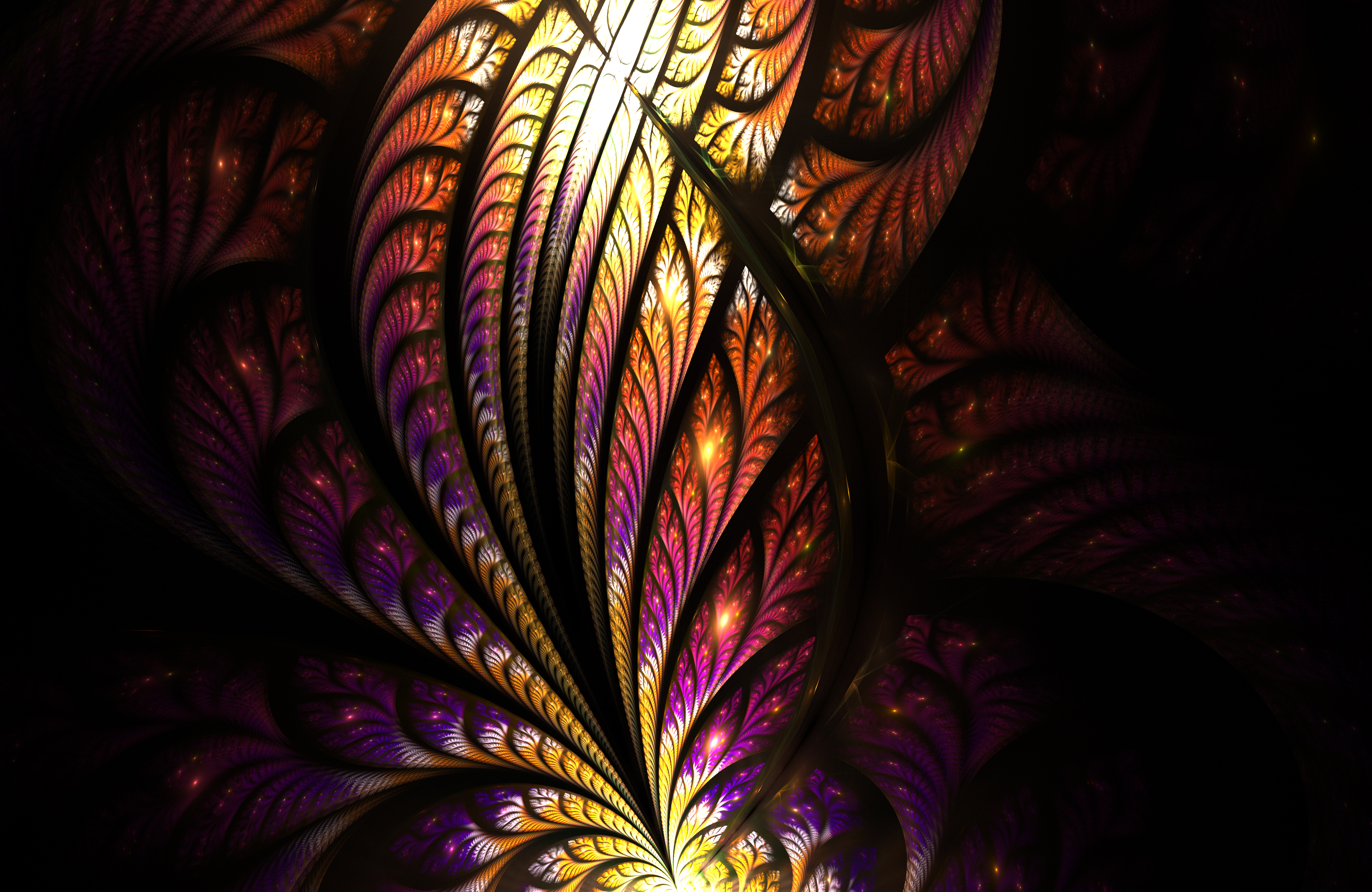 Download mobile wallpaper Fractal, Abstract, Intricate, Confused, Pattern, Bright, Glow for free.