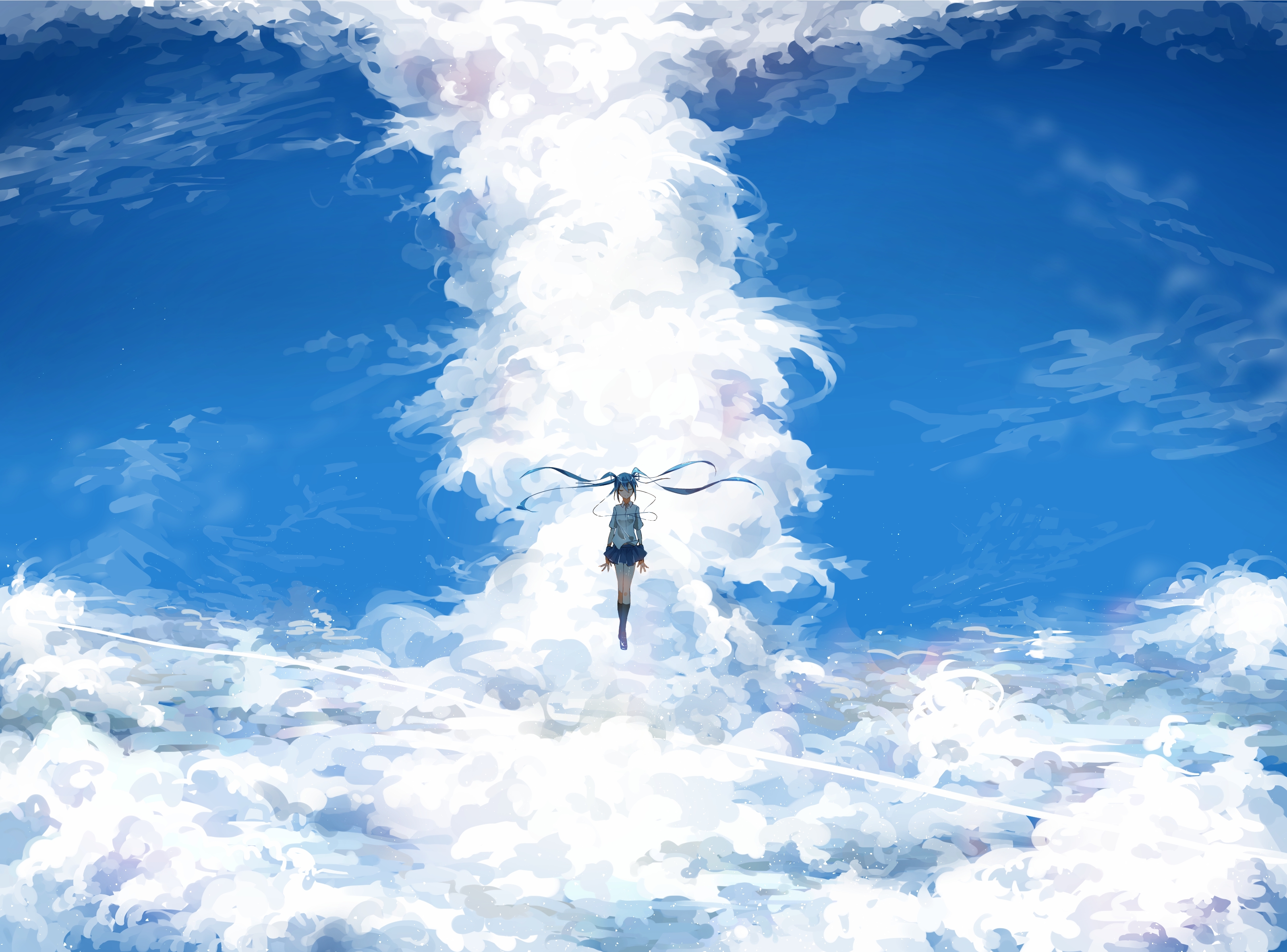 Человек летает в облаках