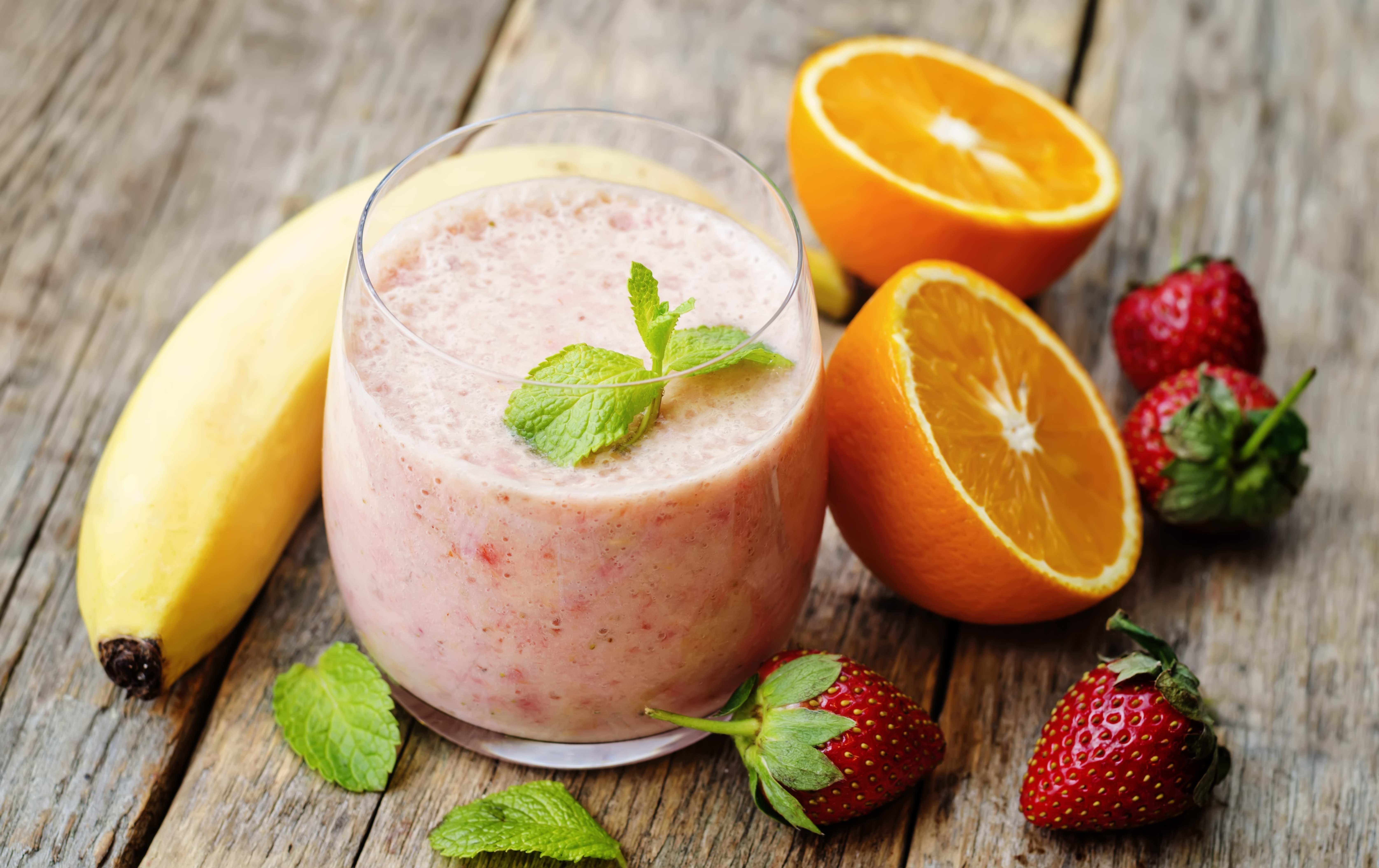 juice, food, smoothie, banana, berry, fruit, orange (fruit), strawberry