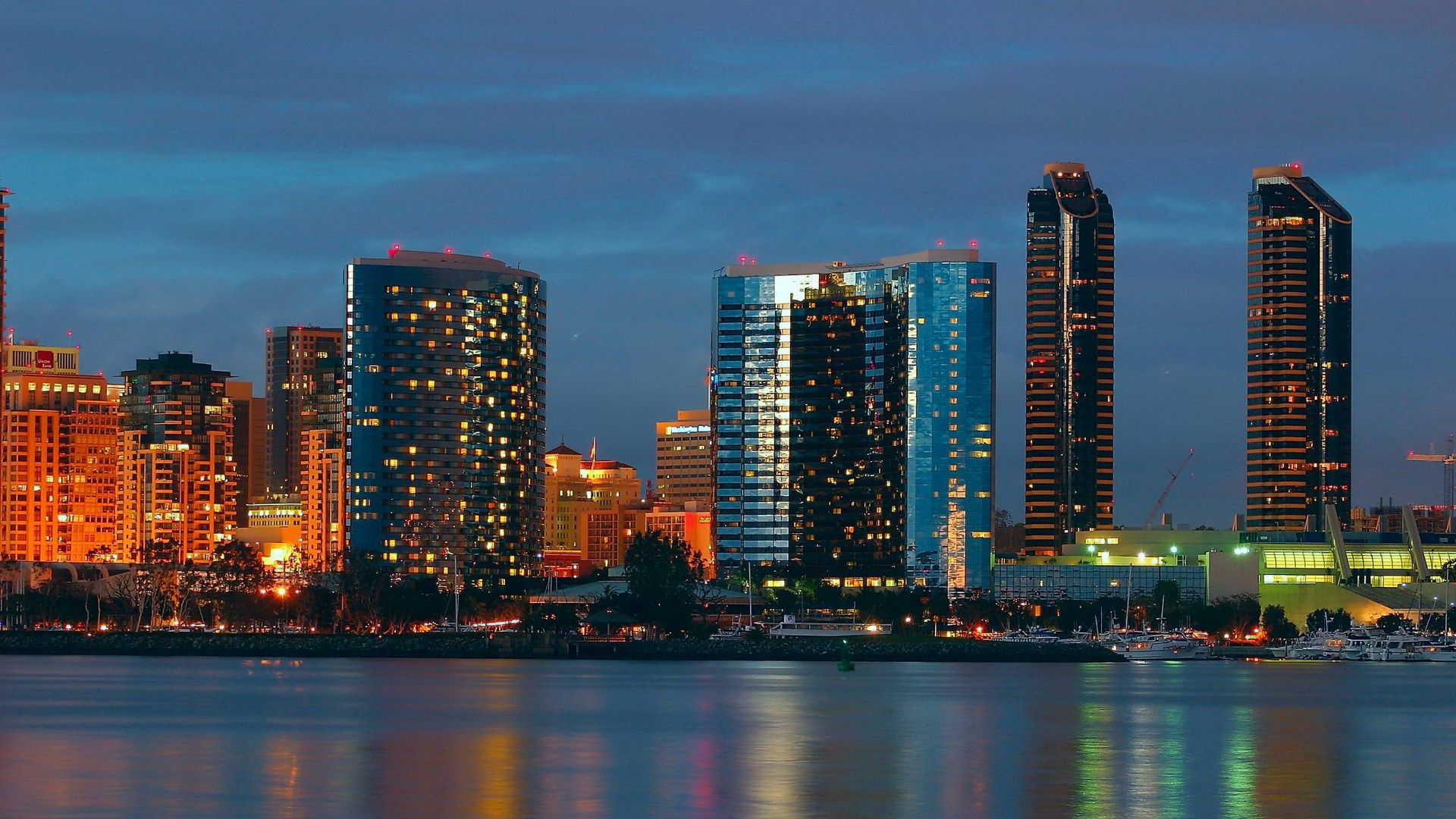 1920 x 1080 picture rivers, cities, skyscrapers, california, san diego