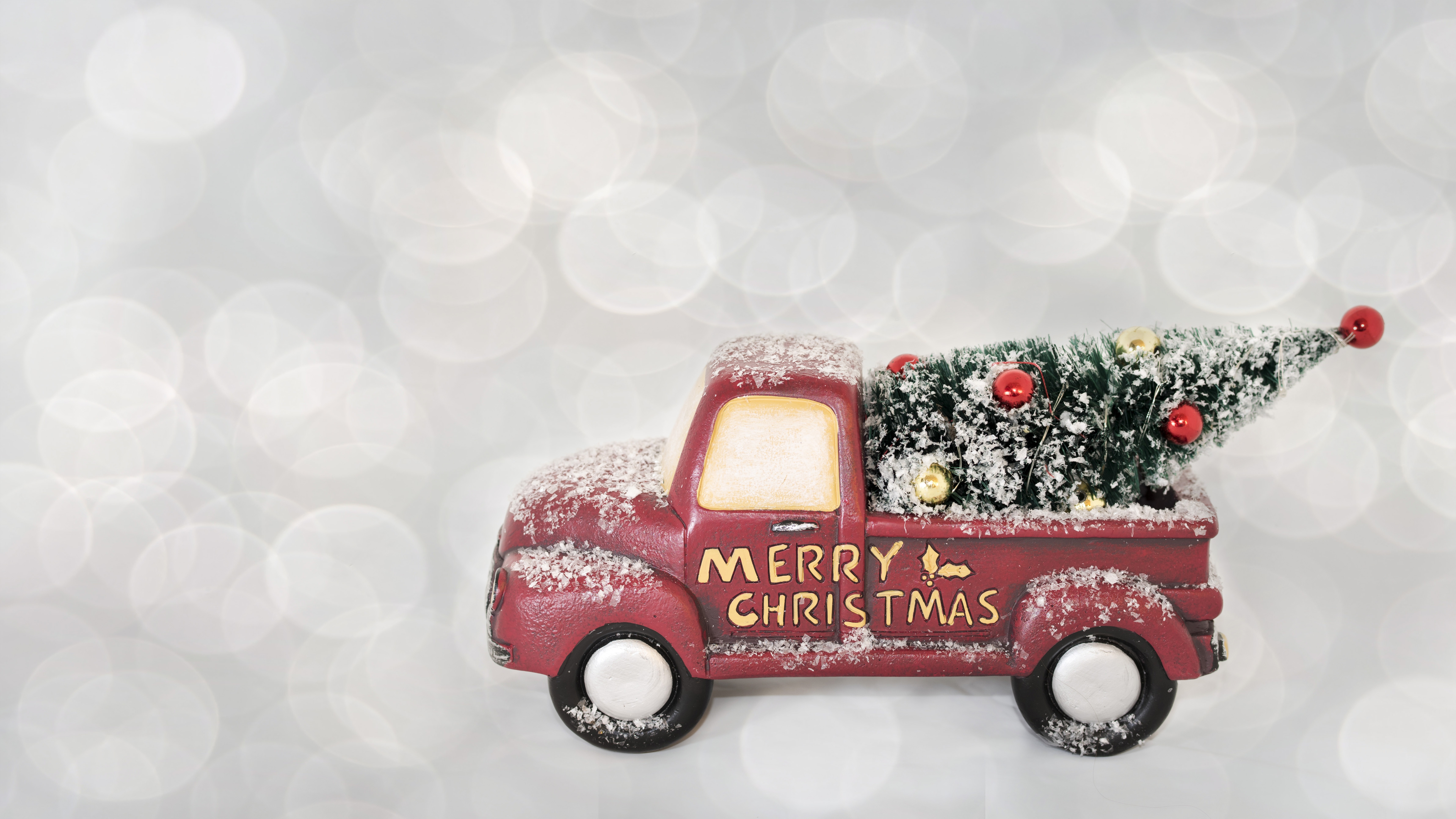 merry christmas, holiday, christmas, christmas tree, van Free Stock Photo