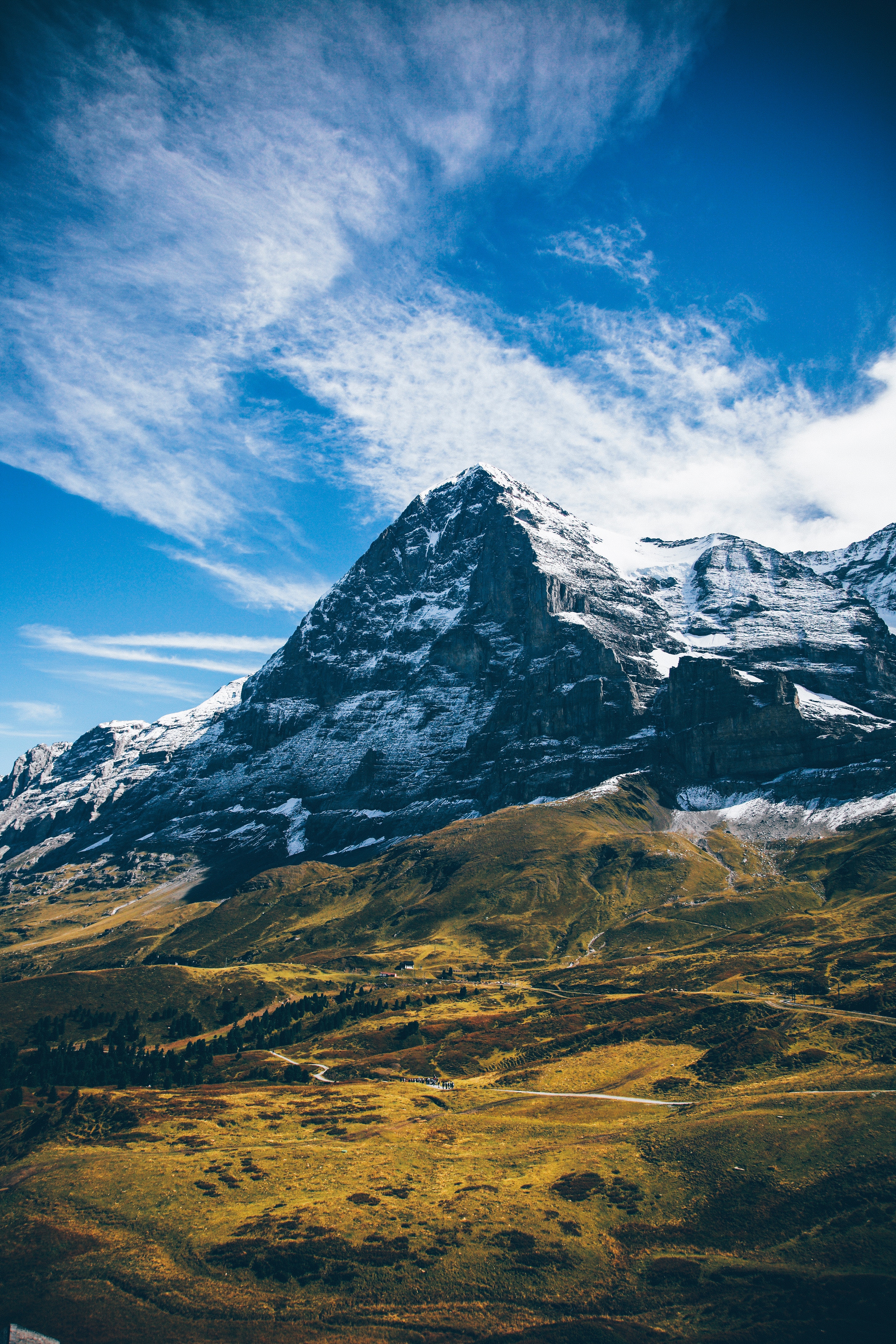 Laden Sie das Berg, Scheitel, Nach Oben, Schneebedeckt, Snowbound, Grindelwald, Natur, Grass, Sky-Bild kostenlos auf Ihren PC-Desktop herunter