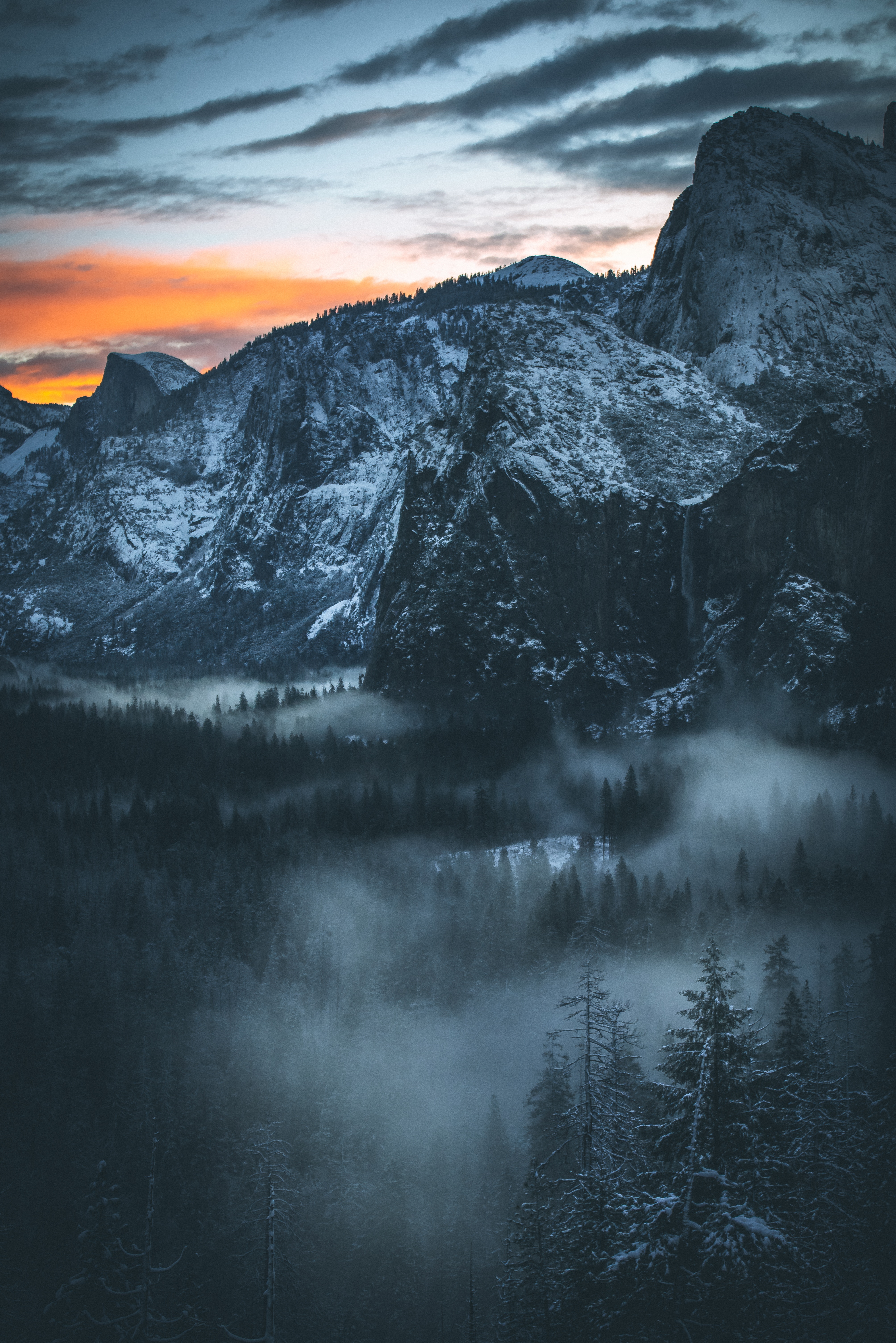148085画像をダウンロード自然, 日没, スカイ, 山脈, 雪, 霧, 雪に覆われた, 積雪-壁紙とスクリーンセーバーを無料で